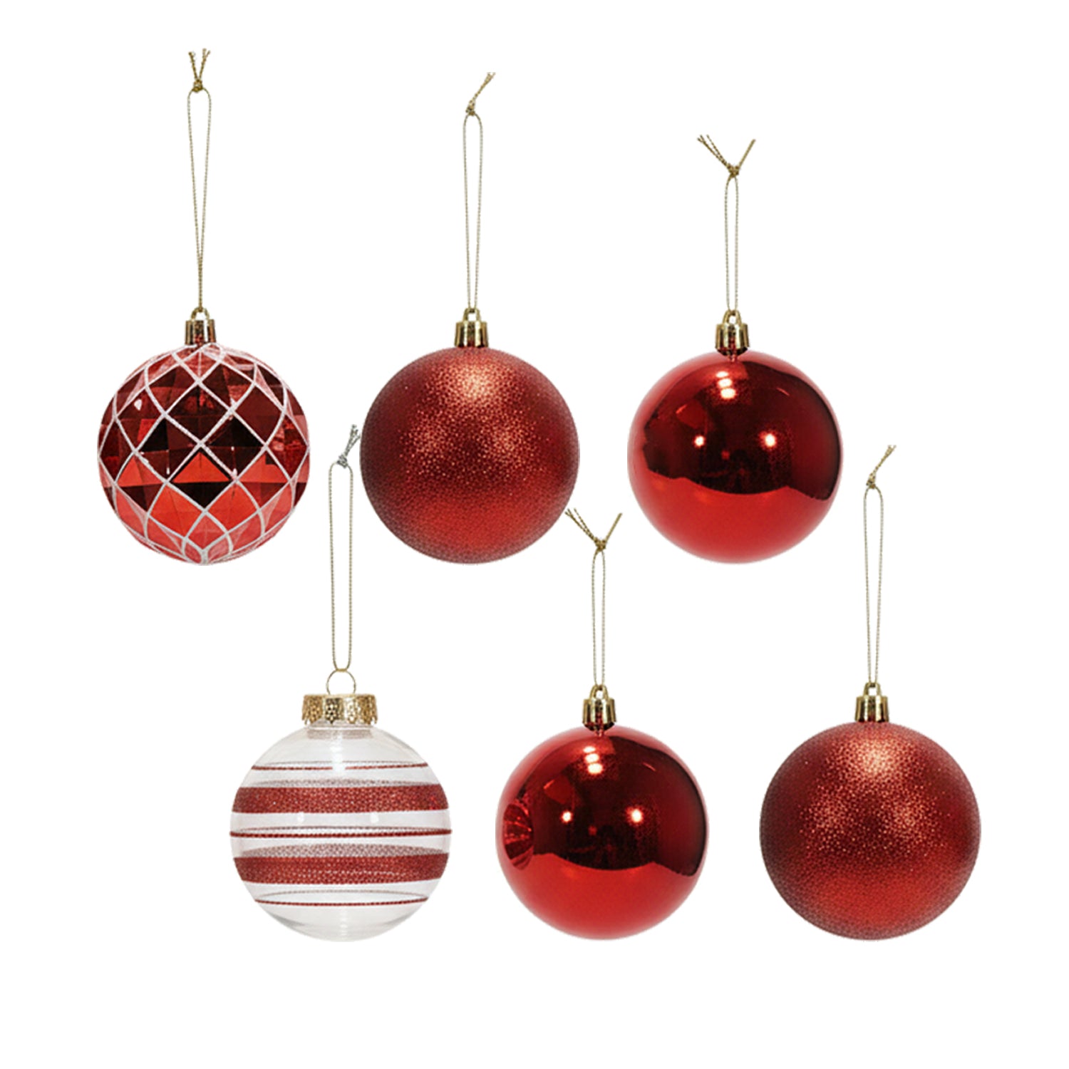 VESTIAMO CASA GRAN NATALE - Palle di Natale con Glitter Rosse diametro 10 cm - set 6 pezzi