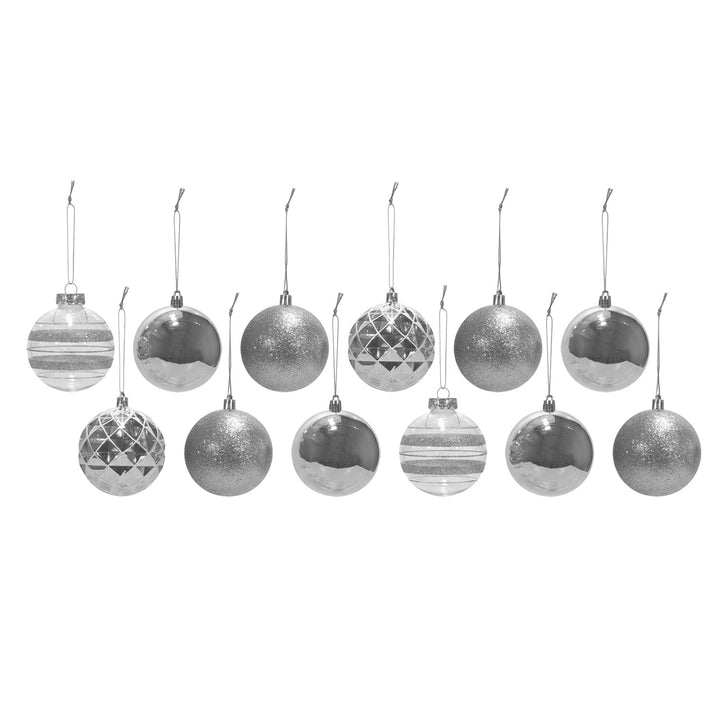 VESTIAMO CASA GRAN NATALE - Palle di Natale con Glitter Silver diametro 6 cm - set 12 pezzi