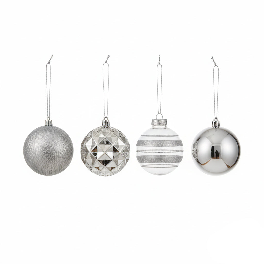 VESTIAMO CASA GRAN NATALE - Palle di Natale con Glitter Silver diametro 6 cm - set 12 pezzi