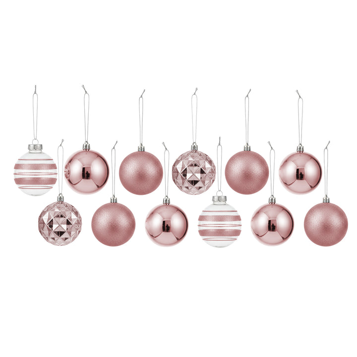 VESTIAMO CASA GRAN NATALE - Palle di Natale con Glitter Rosa diametro 6 cm - set 12 pezzi