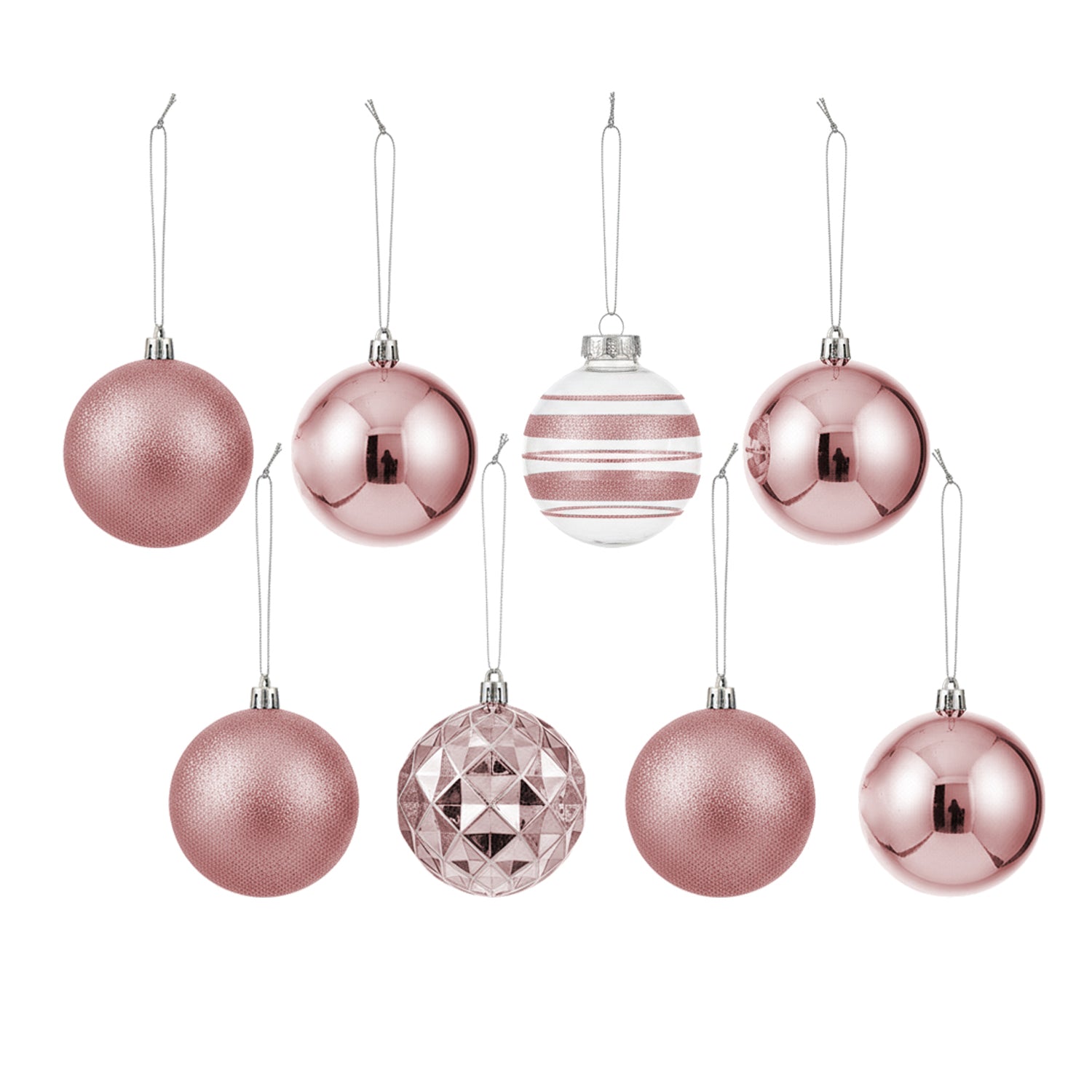 VESTIAMO CASA GRAN NATALE - Palle di Natale con Glitter Rosa diametro 8 cm - set 8 pezzi