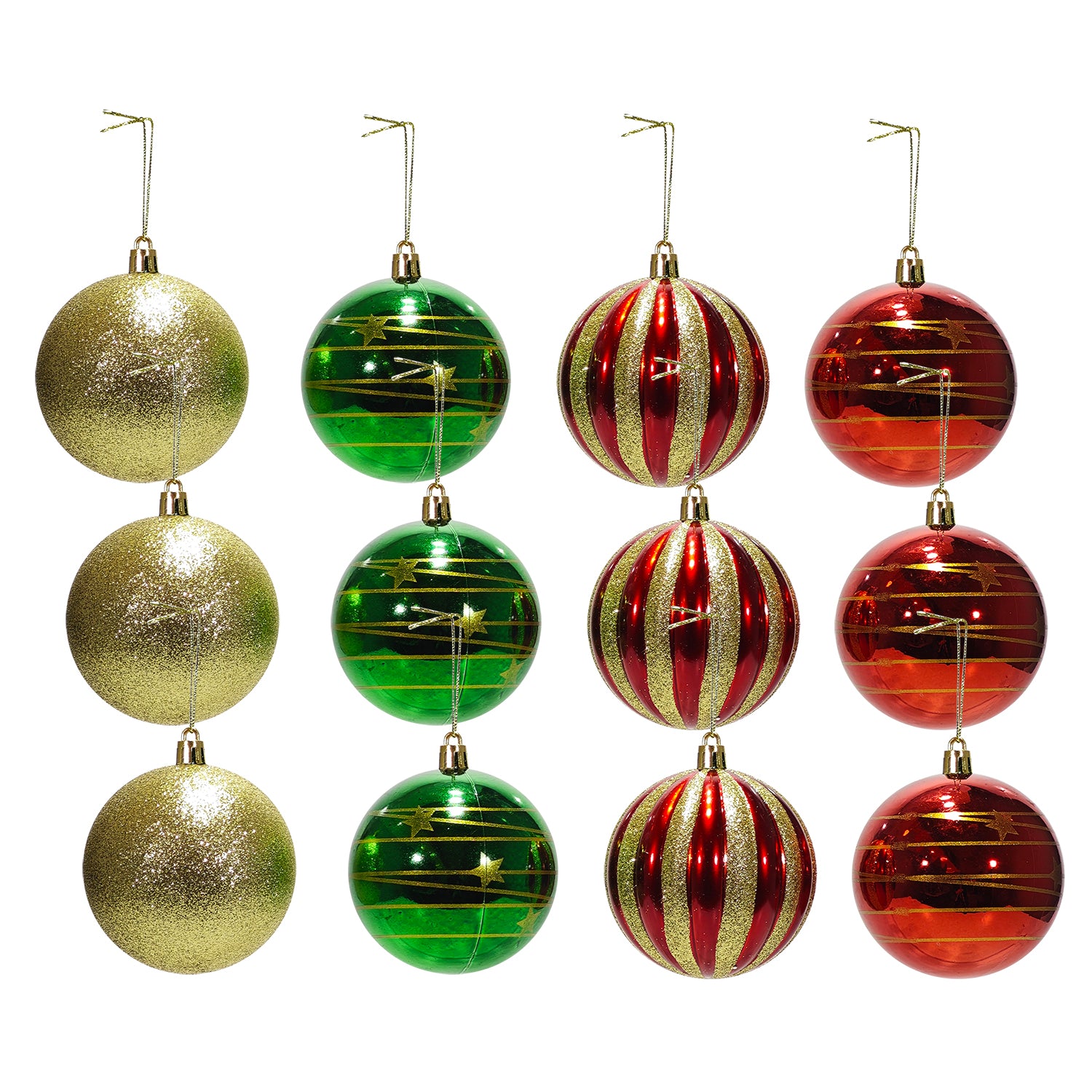 VESTIAMO CASA GRAN NATALE - Palle di Natale con Glitter Colori Assortiti diametro 6 cm - set 12 pezzi