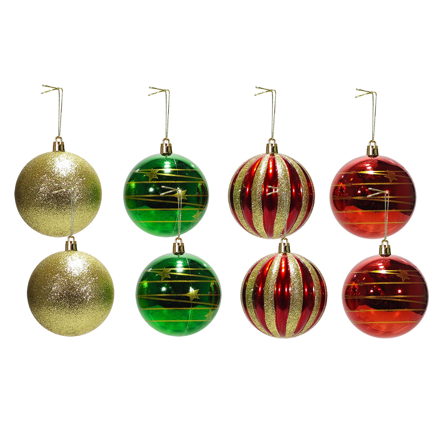 VESTIAMO CASA GRAN NATALE - Palle di Natale con Glitter Colori Assortiti diametro 8 cm - set 8 pezzi