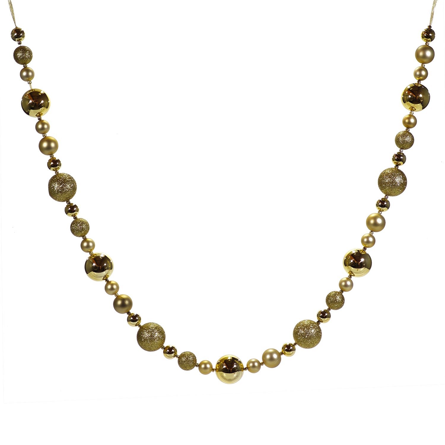 VESTIAMO CASA GRAN NATALE - Ghirlanda Natalizia Oro con Sfere Decorative 180 cm