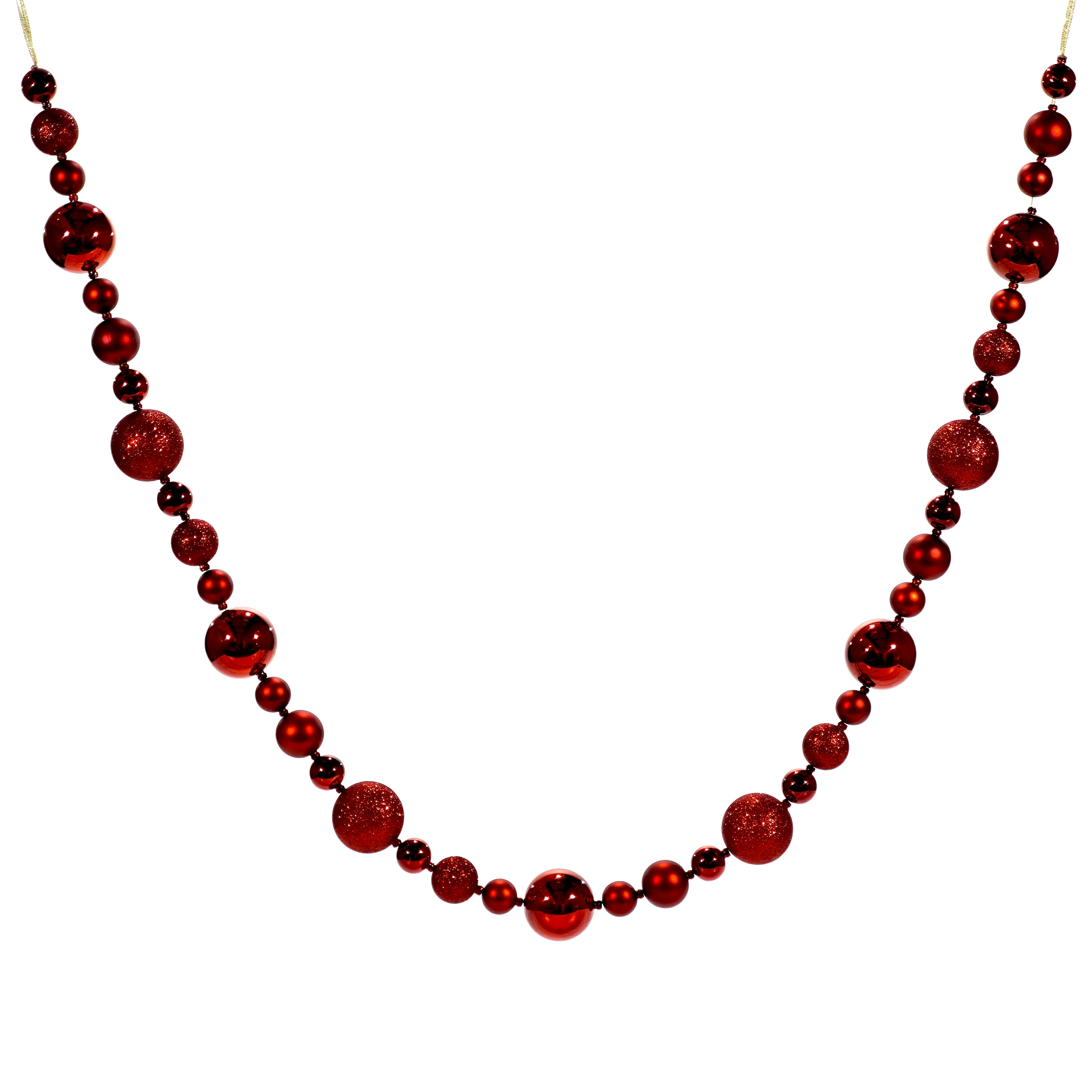 VESTIAMO CASA GRAN NATALE - Ghirlanda Natalizia Rossa con Sfere Decorative 180 cm