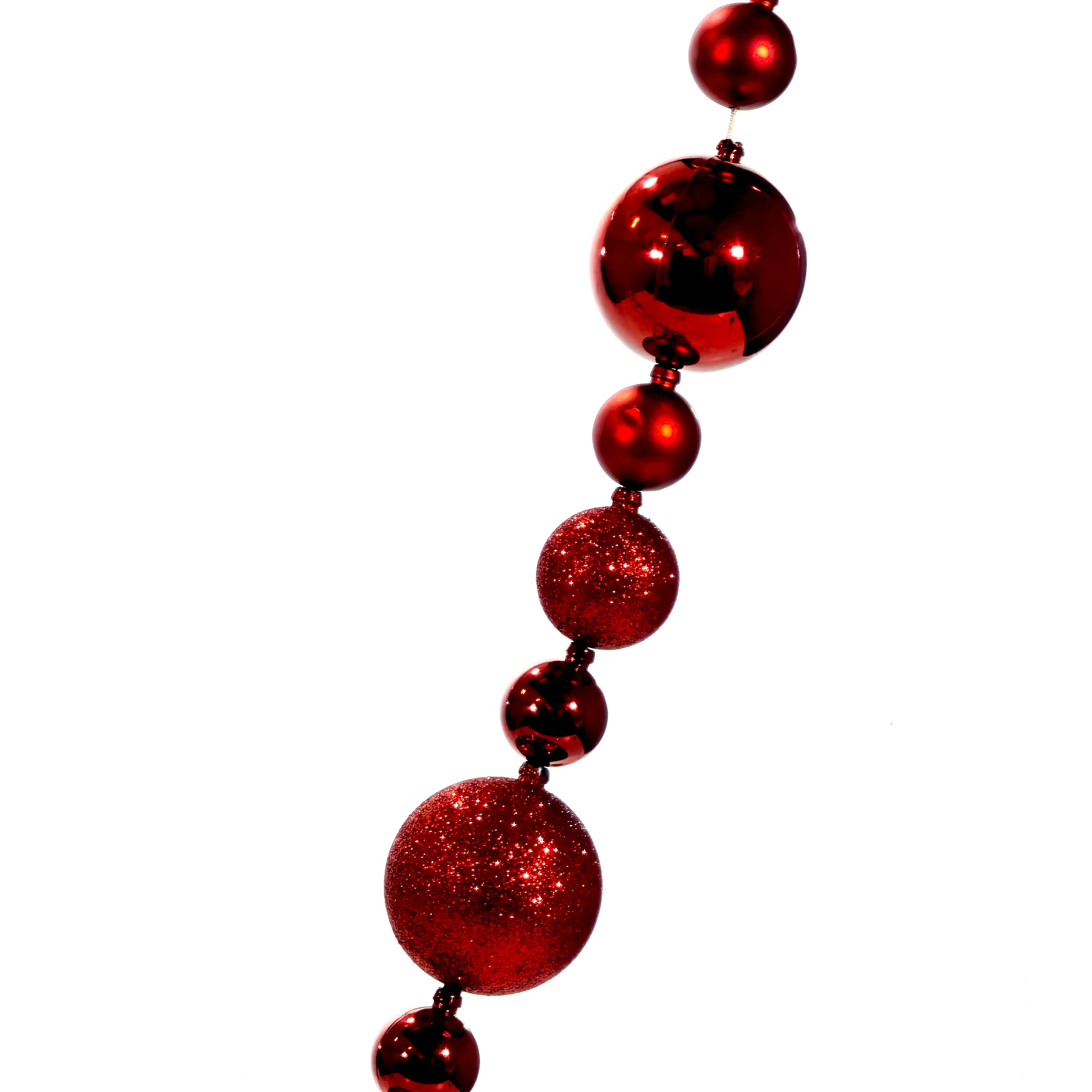 VESTIAMO CASA GRAN NATALE - Ghirlanda Natalizia Rossa con Sfere Decorative 180 cm