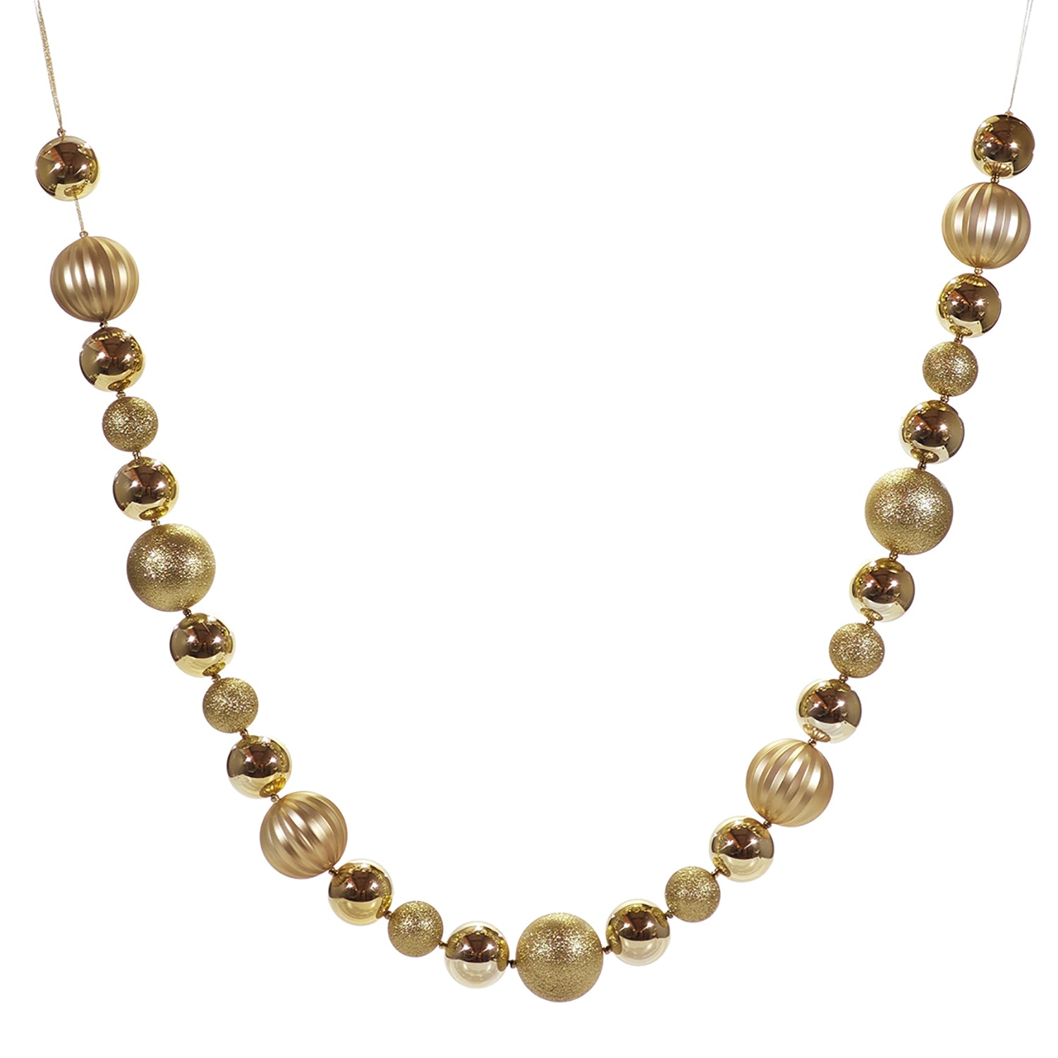 VESTIAMO CASA GRAN NATALE - Ghirlanda Natalizia Oro con Sfere Decorative 180 cm