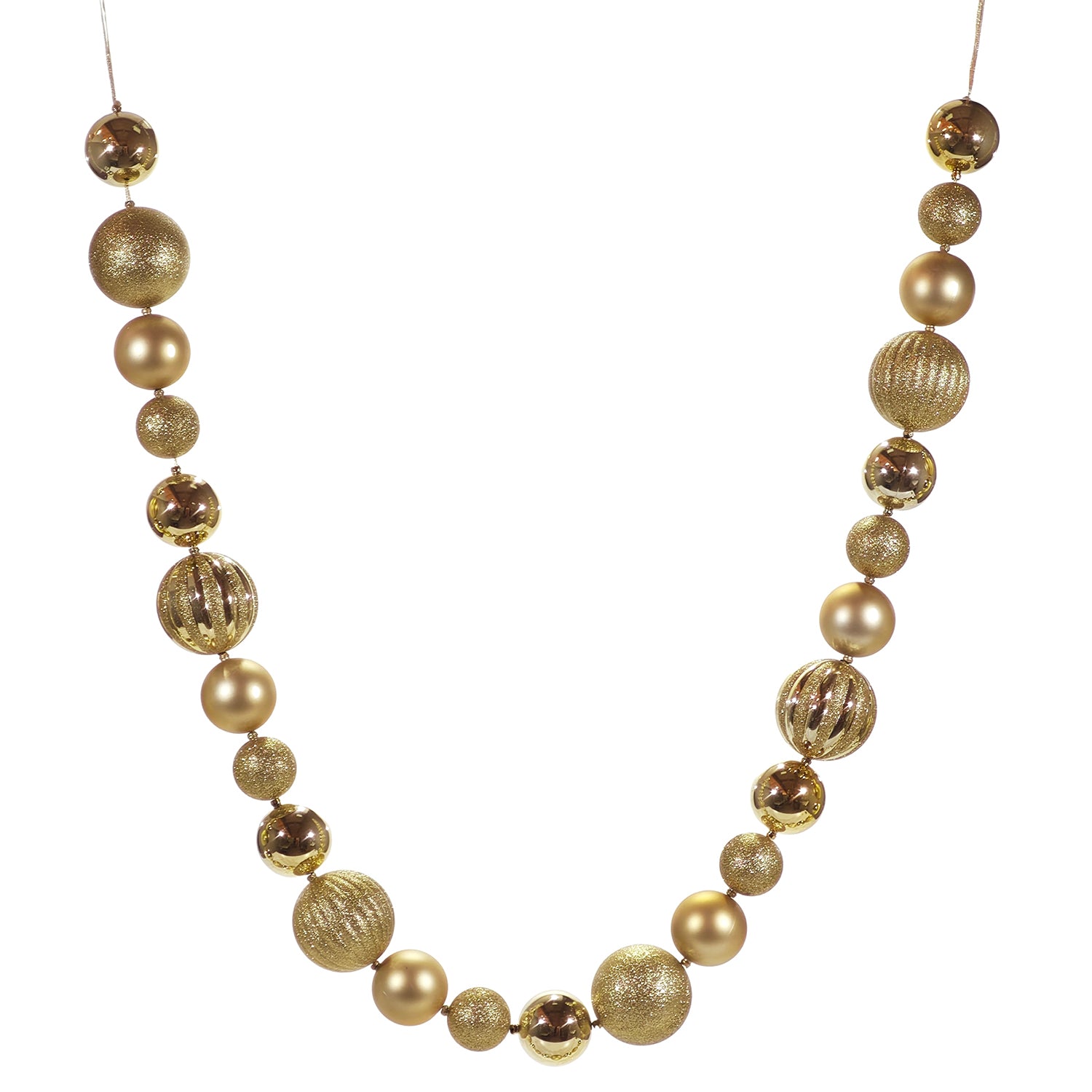 VESTIAMO CASA GRAN NATALE - Ghirlanda Natalizia Oro con Sfere Decorative 180 cm