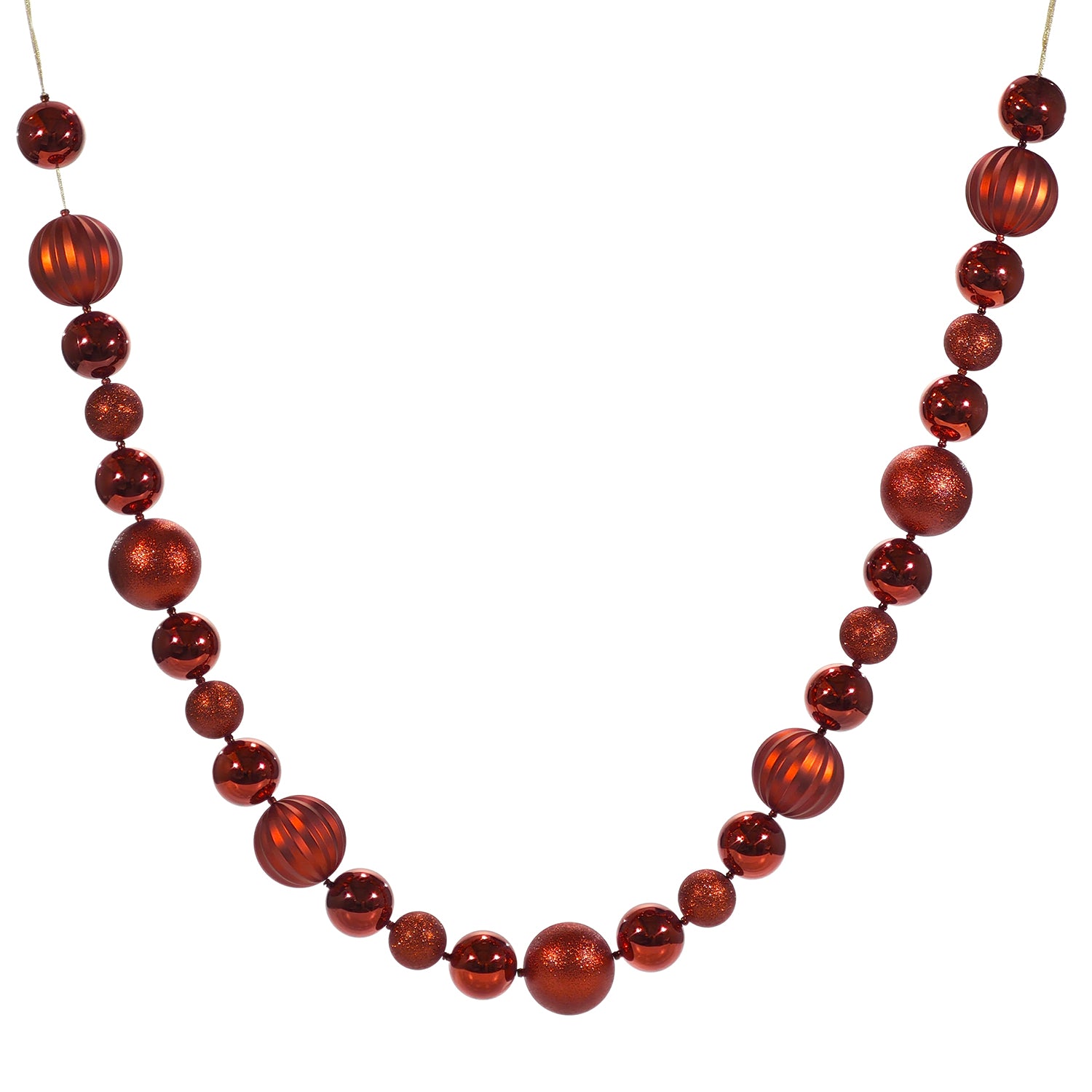 VESTIAMO CASA GRAN NATALE - Ghirlanda Natalizia Rossa con Sfere Decorative 180 cm