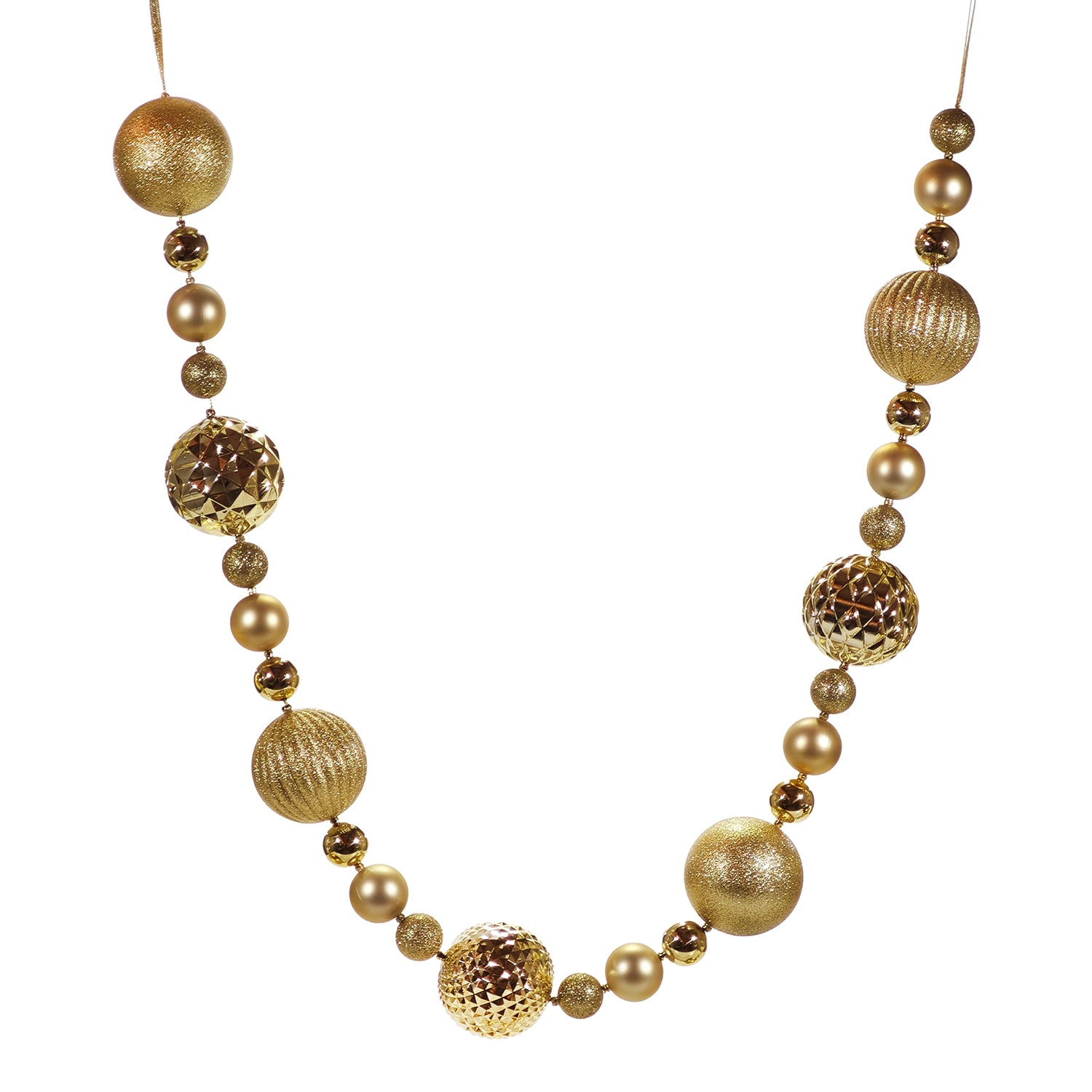 VESTIAMO CASA GRAN NATALE - Ghirlanda Natalizia Oro con Sfere Decorative 180 cm
