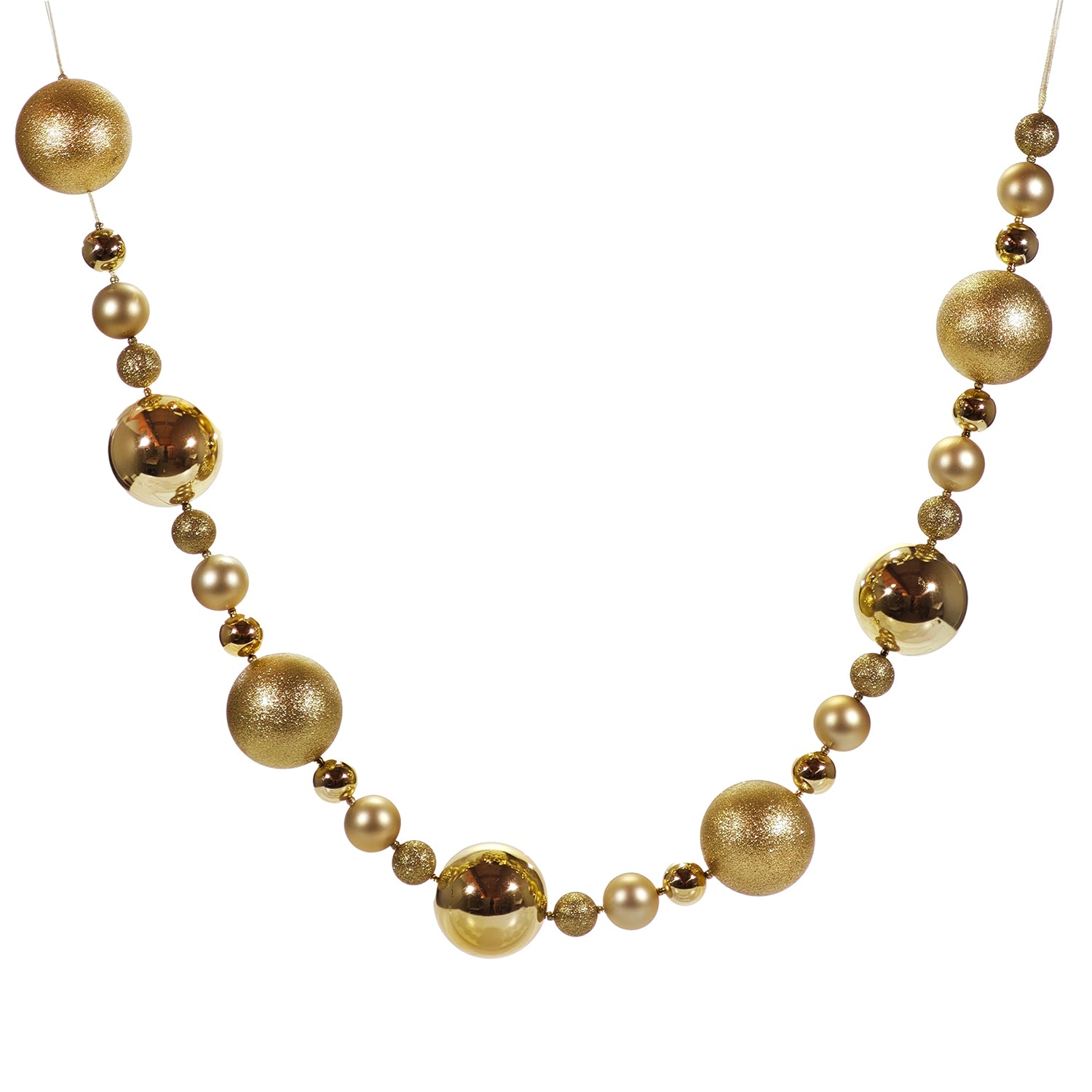 VESTIAMO CASA GRAN NATALE - Ghirlanda Natalizia Oro con Sfere Decorative 180 cm