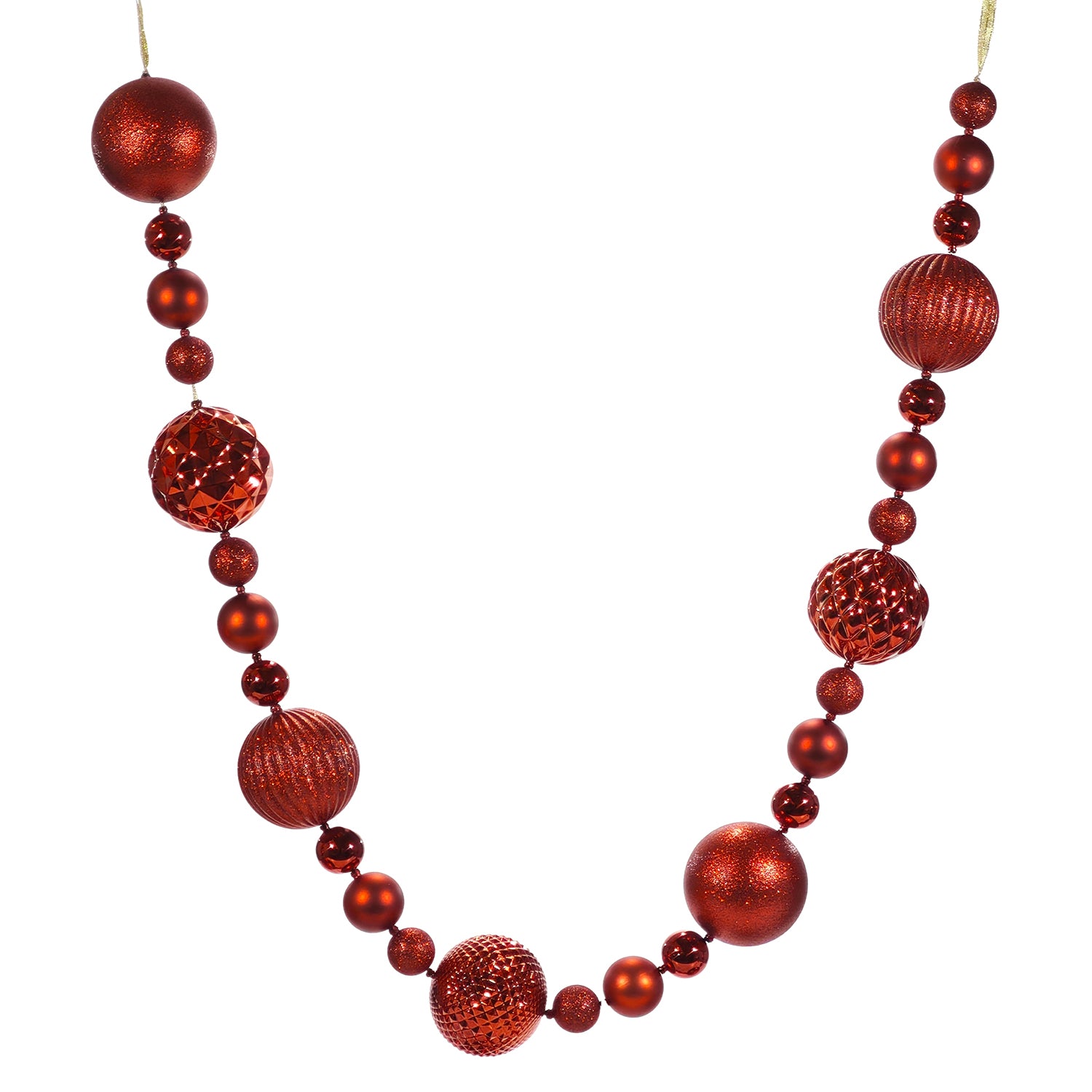 VESTIAMO CASA GRAN NATALE - Ghirlanda Natalizia Rossa con Sfere Decorative 180 cm