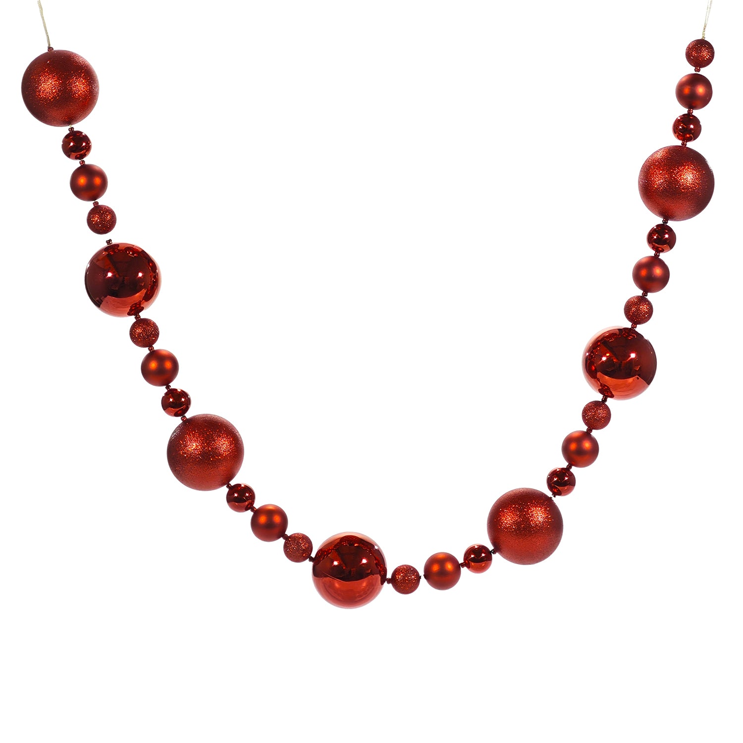 VESTIAMO CASA GRAN NATALE - Ghirlanda Natalizia Rossa con Sfere Decorative 180 cm