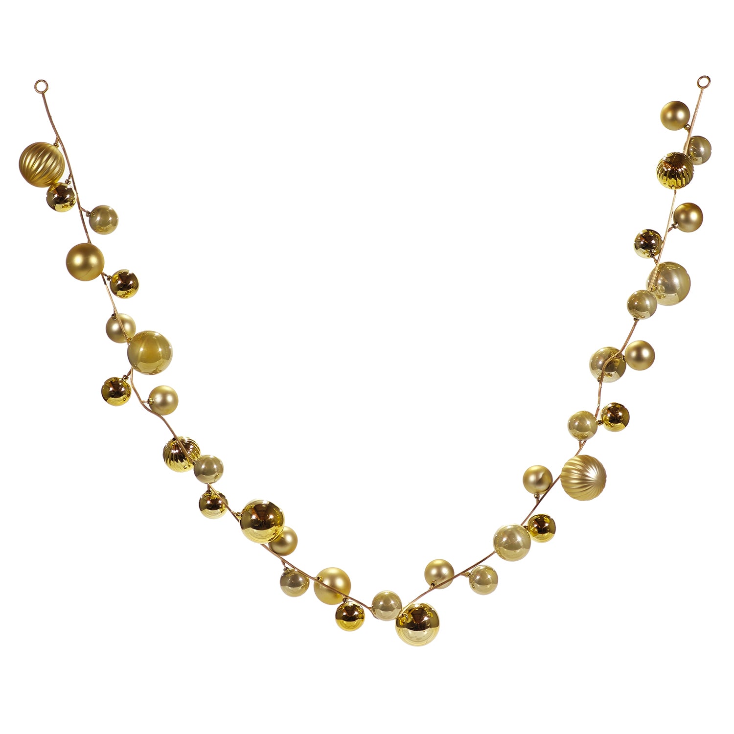 VESTIAMO CASA GRAN NATALE - Ghirlanda Natalizia Oro con Sfere Decorative 180 cm