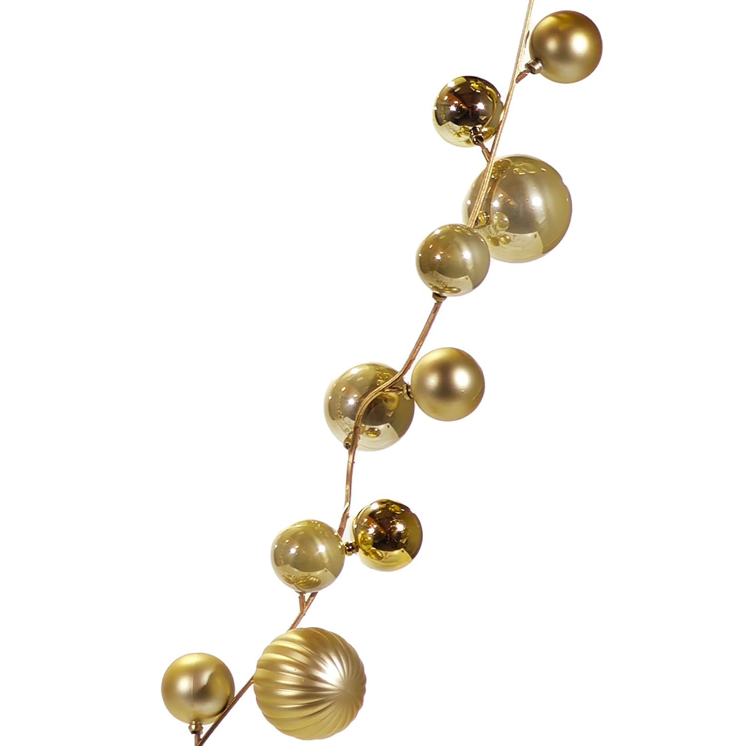VESTIAMO CASA GRAN NATALE - Ghirlanda Natalizia Oro con Sfere Decorative 180 cm