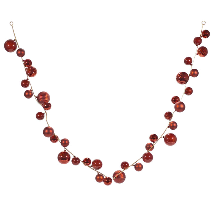 VESTIAMO CASA GRAN NATALE - Ghirlanda Natalizia Rossa con Sfere Decorative 180 cm