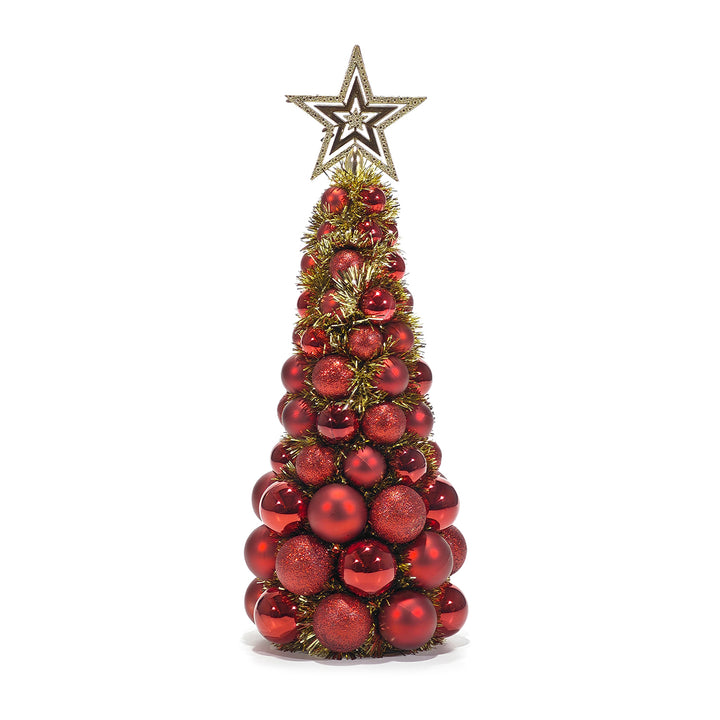 VESTIAMO CASA GRAN NATALE - Alberello Natalizio Sfere Rosse e Stella Dorata h40 cm