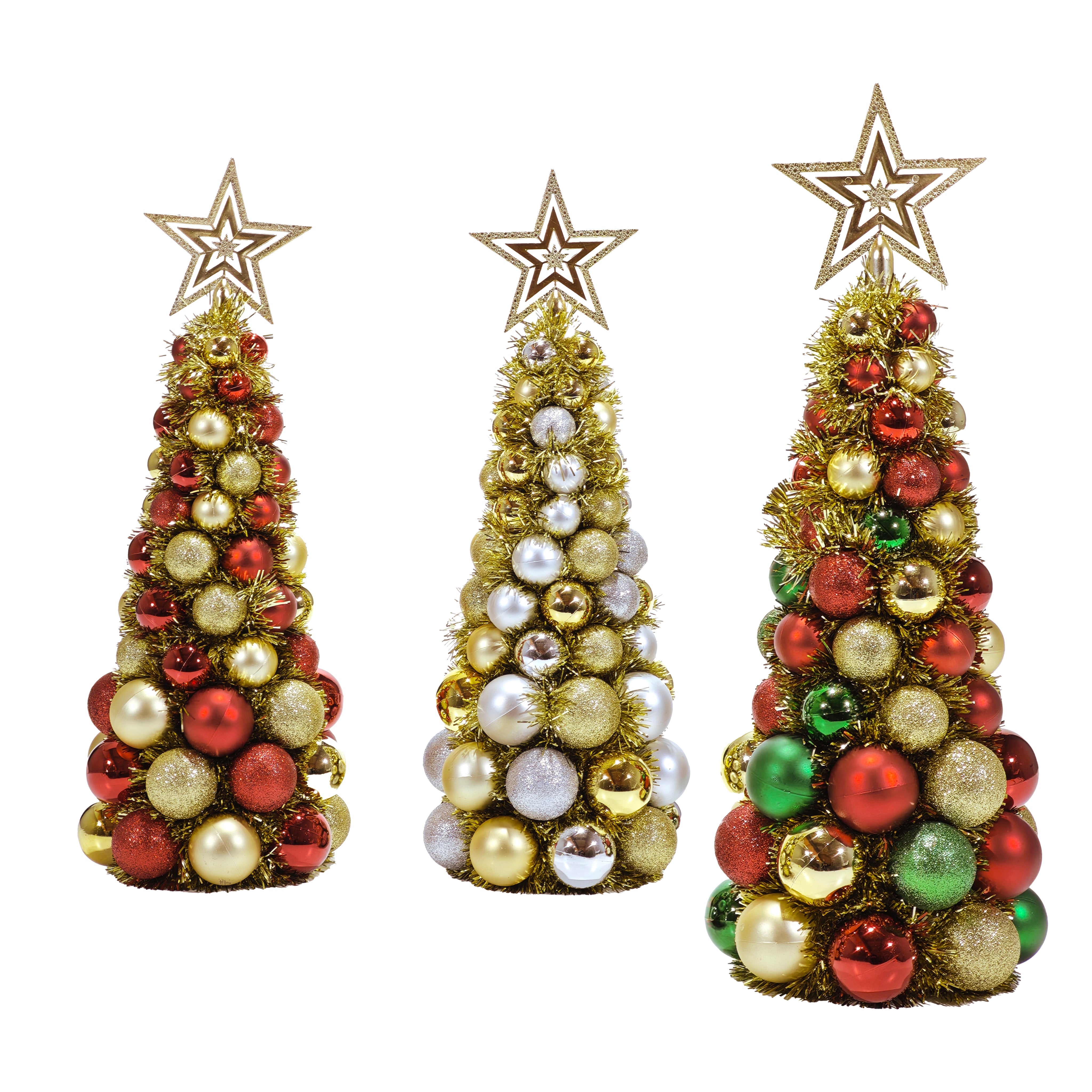 VESTIAMO CASA GRAN NATALE - Alberello di Natale Decorativo da Tavolo con Palline e Puntale Stella h40 cm