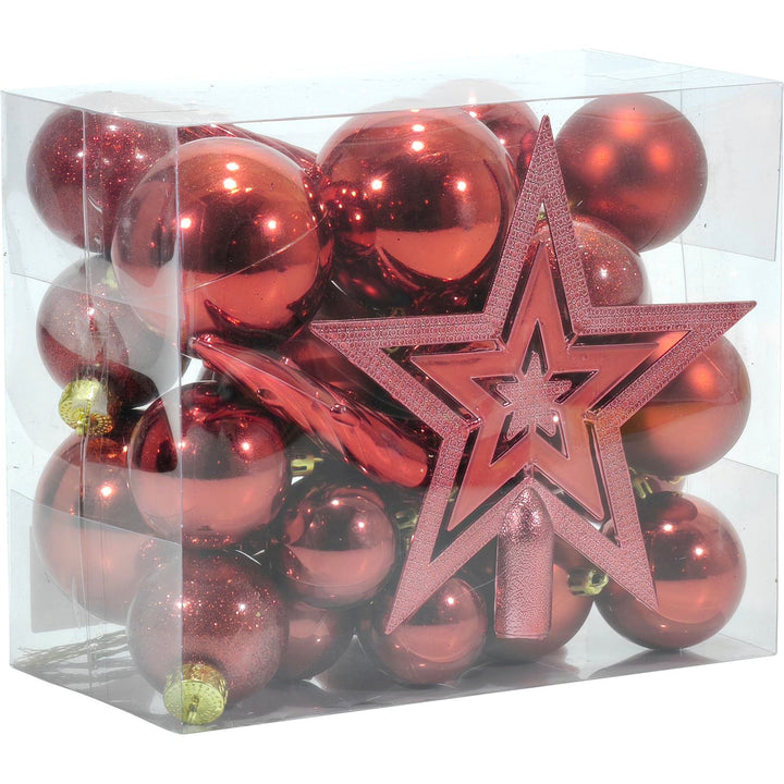 VESTIAMO CASA GRAN NATALE - Palle di Natale Rosso - set 33 pezzi