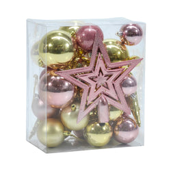 VESTIAMO CASA GRAN NATALE - Palle di Natale Oro e Rosa - set 33 pezzi