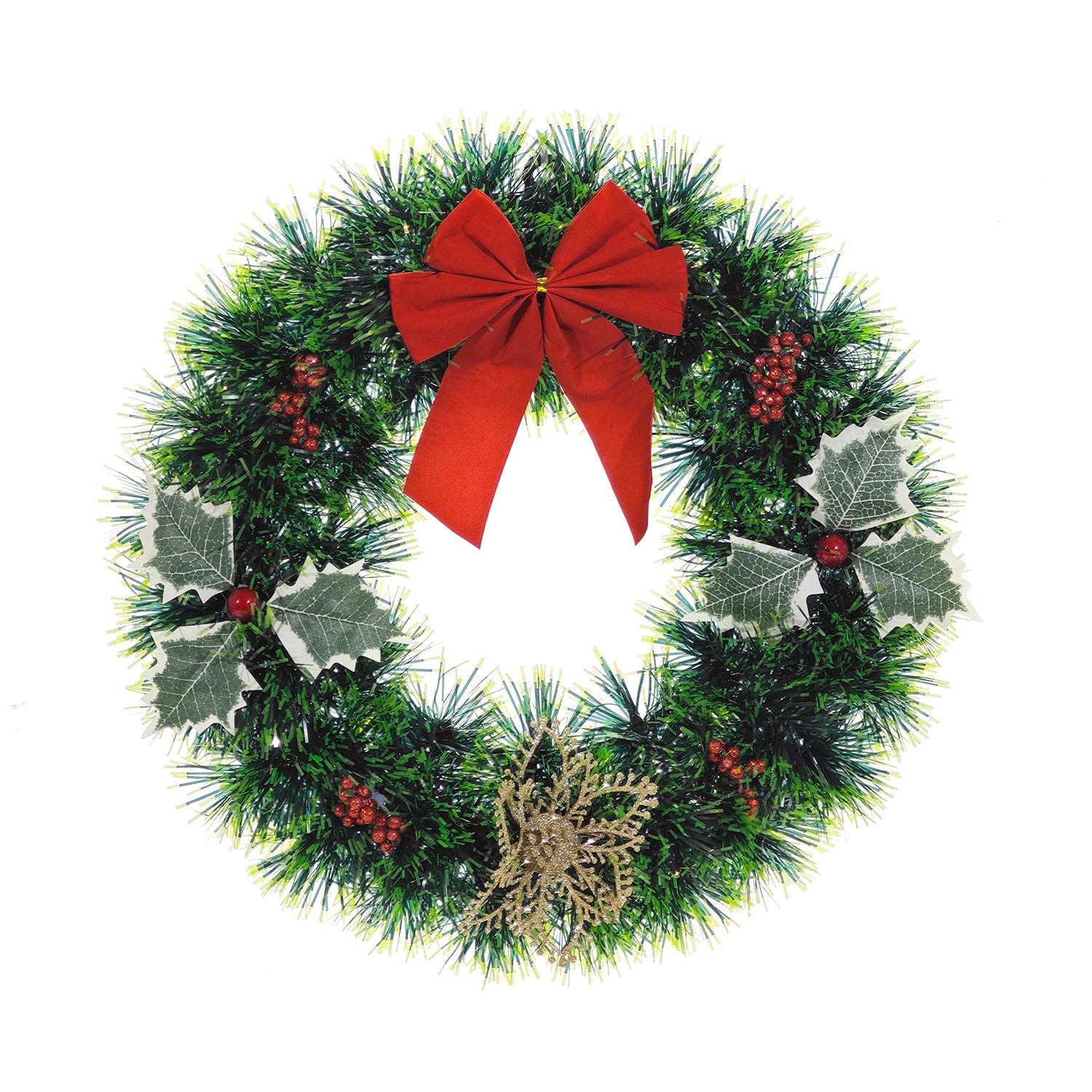 VESTIAMO CASA GRAN NATALE - Ghirlanda Natalizia con Fiocco Rosso e Bacche diametro 30 cm