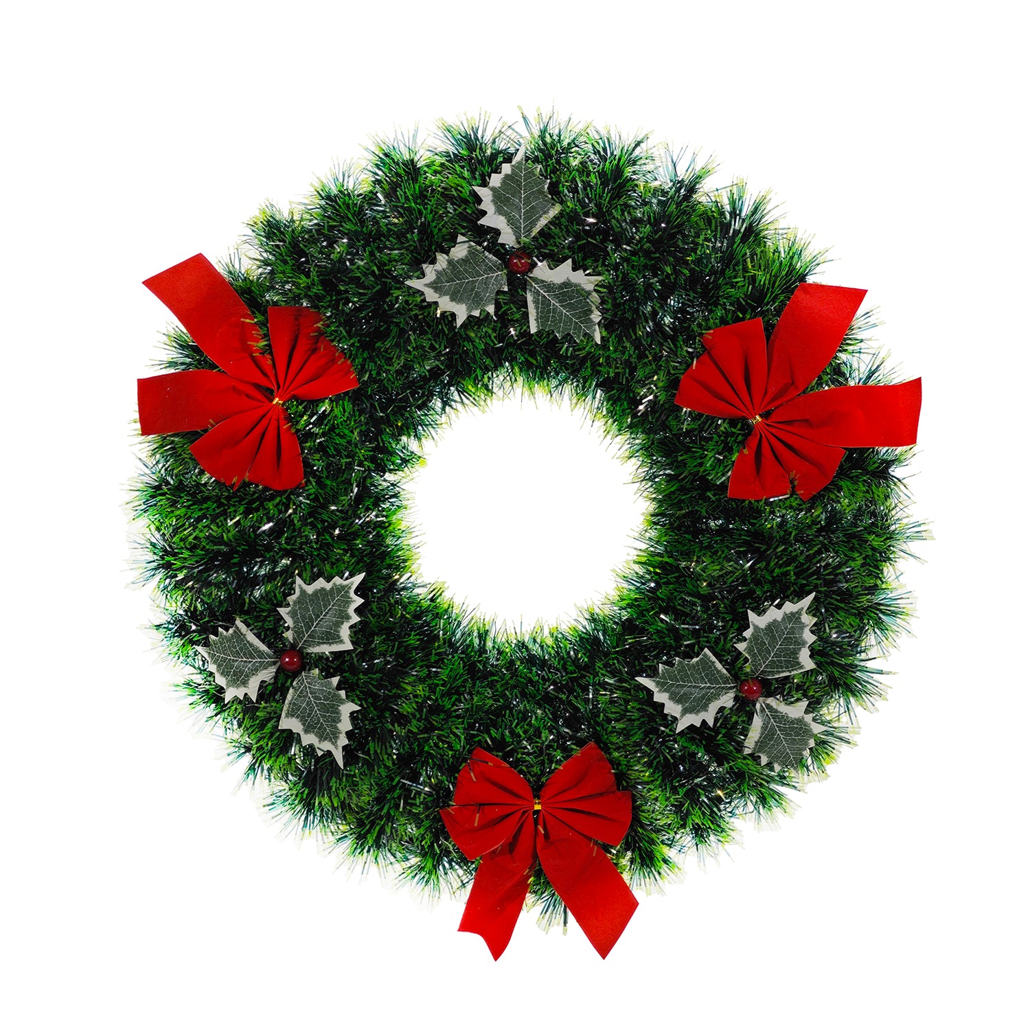 VESTIAMO CASA GRAN NATALE - Ghirlanda Natalizia con Fiocco Rosso e Bacche diametro 48 cm