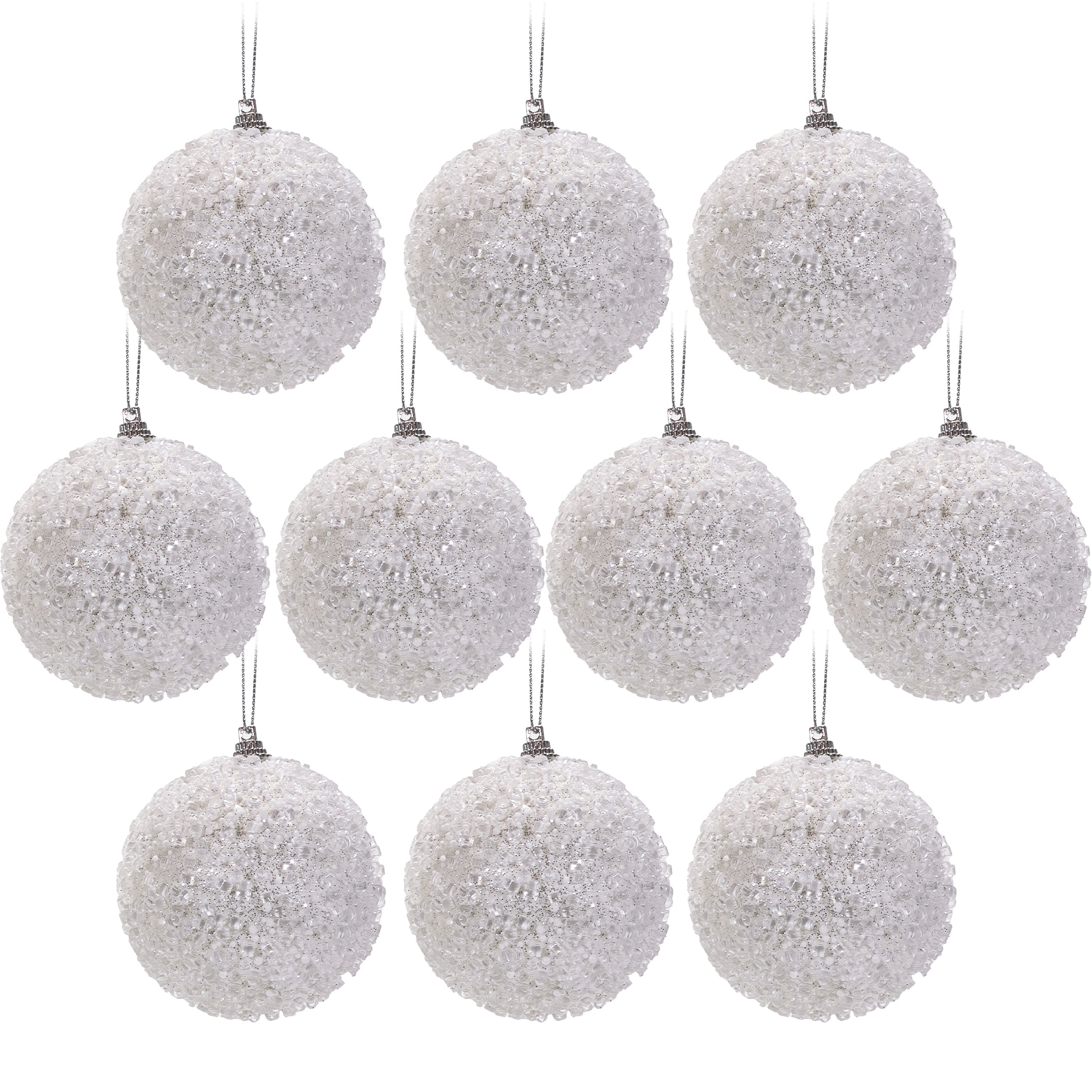 VESTIAMO CASA GRAN NATALE - Set 10 Palline di Natale Bianche diametro 6 cm