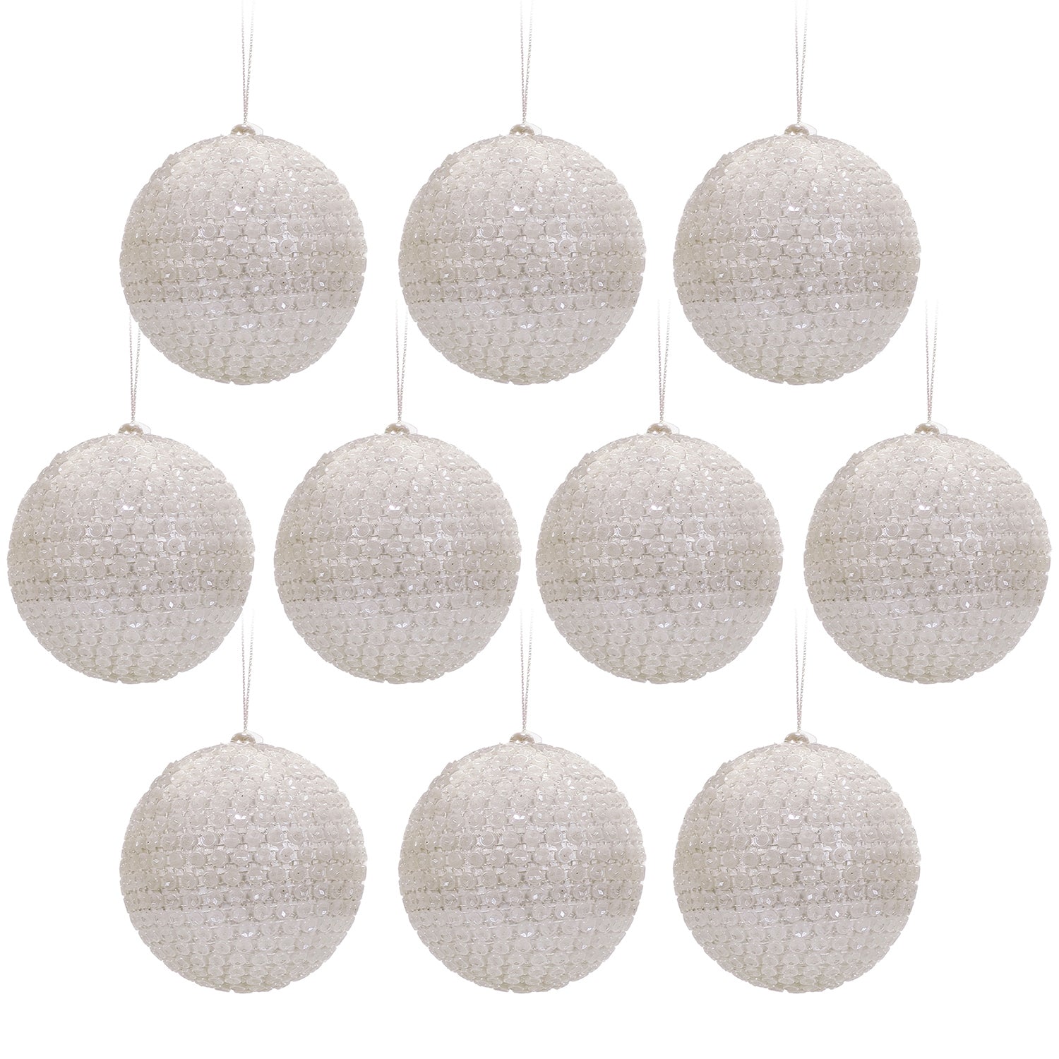 VESTIAMO CASA GRAN NATALE - Set 10 Palline di Natale Bianche diametro 6 cm
