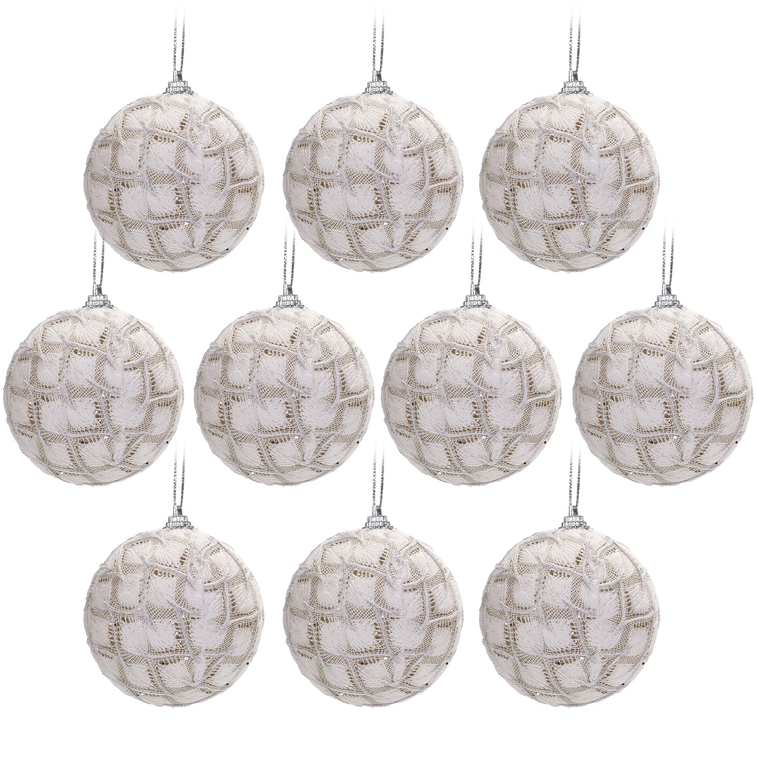 VESTIAMO CASA GRAN NATALE - Set 10 Palline di Natale Bianche diametro 6 cm