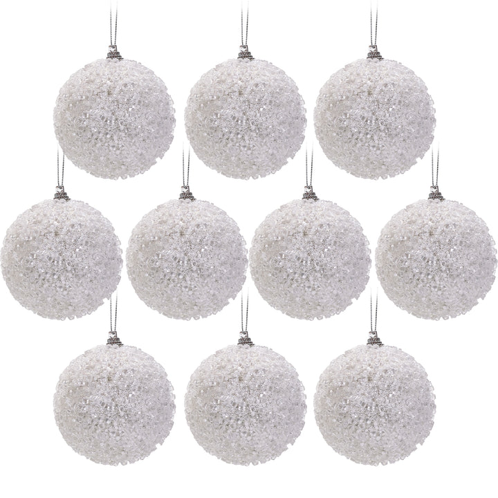 VESTIAMO CASA GRAN NATALE - Palle di Natale Bianche diametro 6 cm - set 10 pezzi