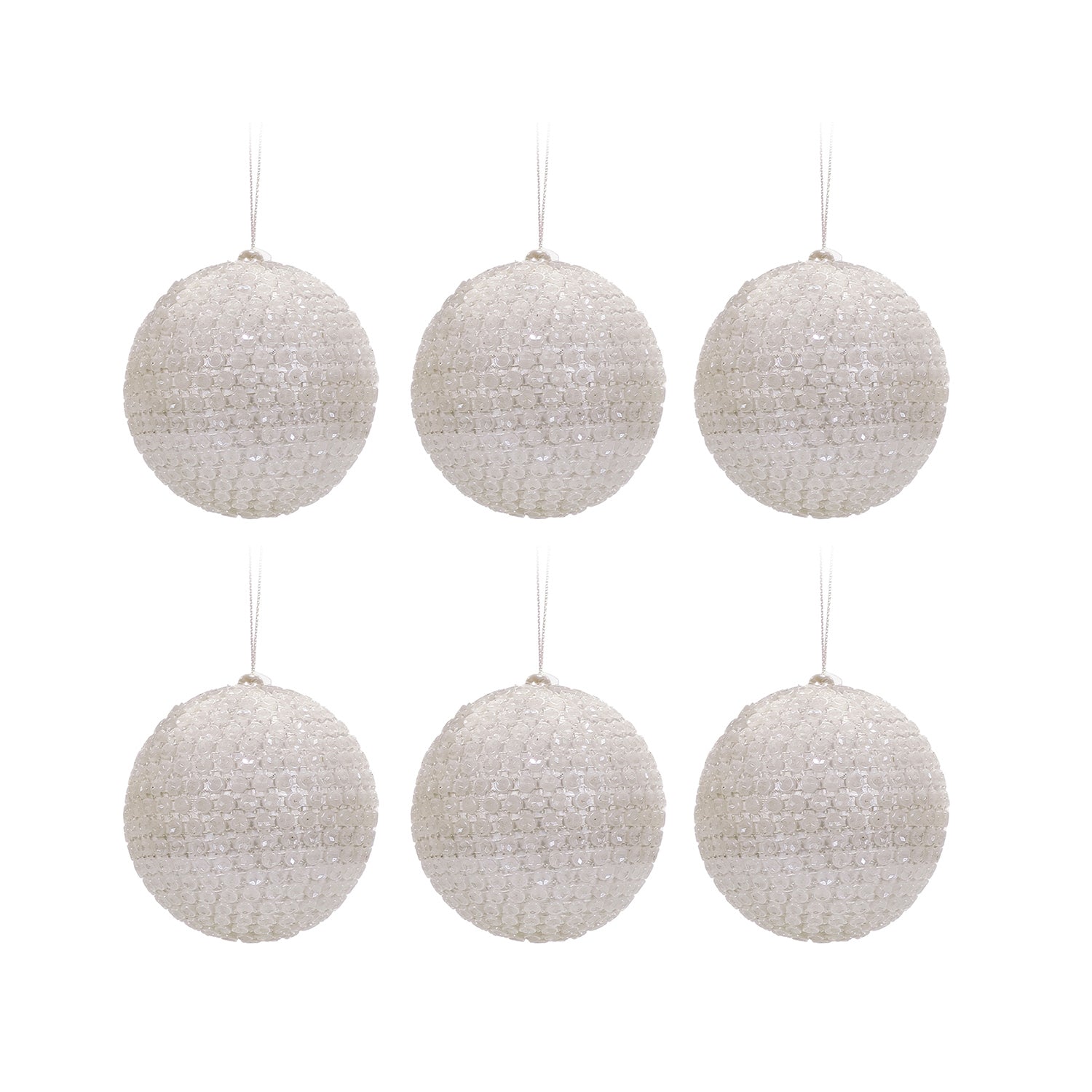 VESTIAMO CASA GRAN NATALE - Set 6 Palline di Natale Bianche diametro 8 cm