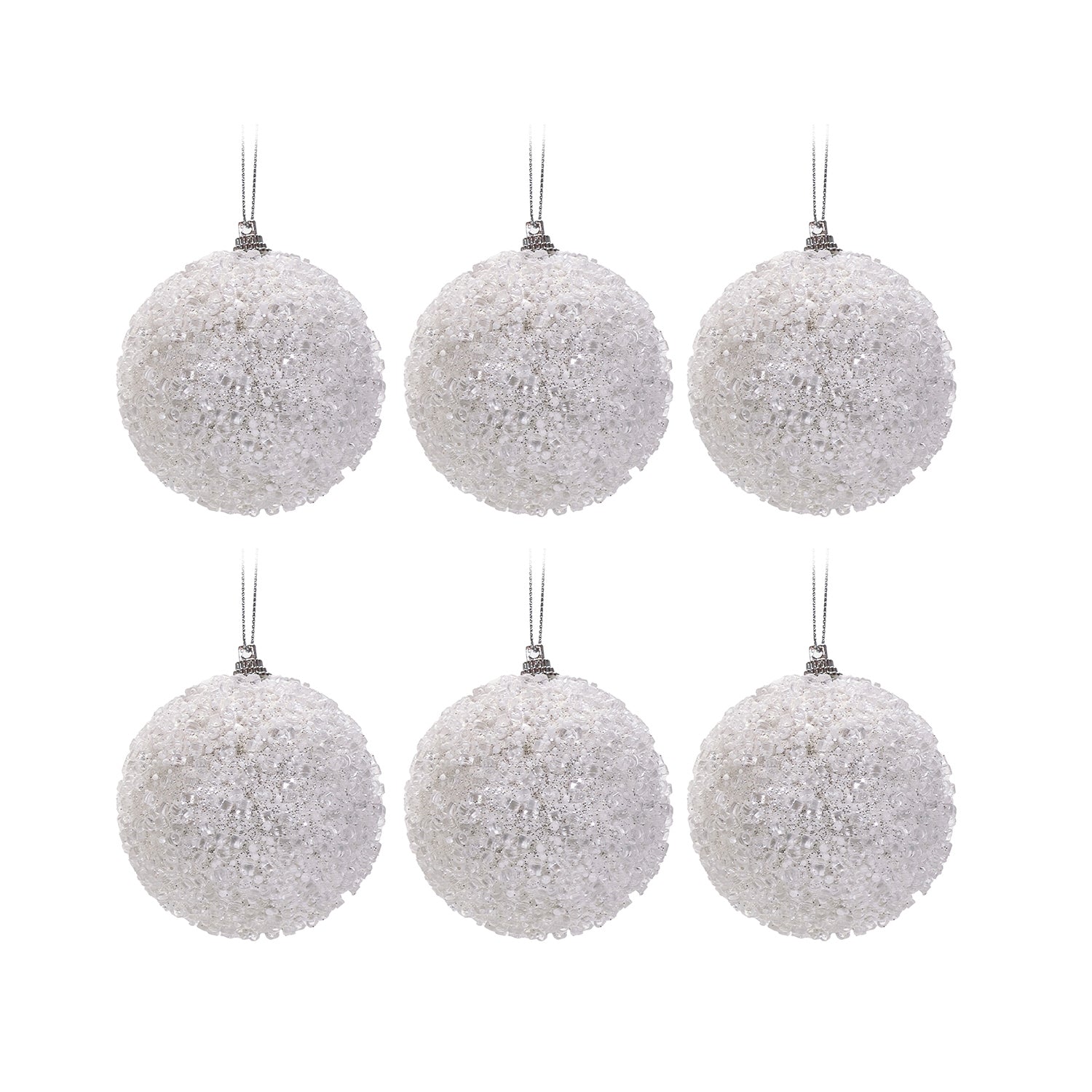 VESTIAMO CASA GRAN NATALE - Set 6 Palline di Natale Bianche diametro 8 cm