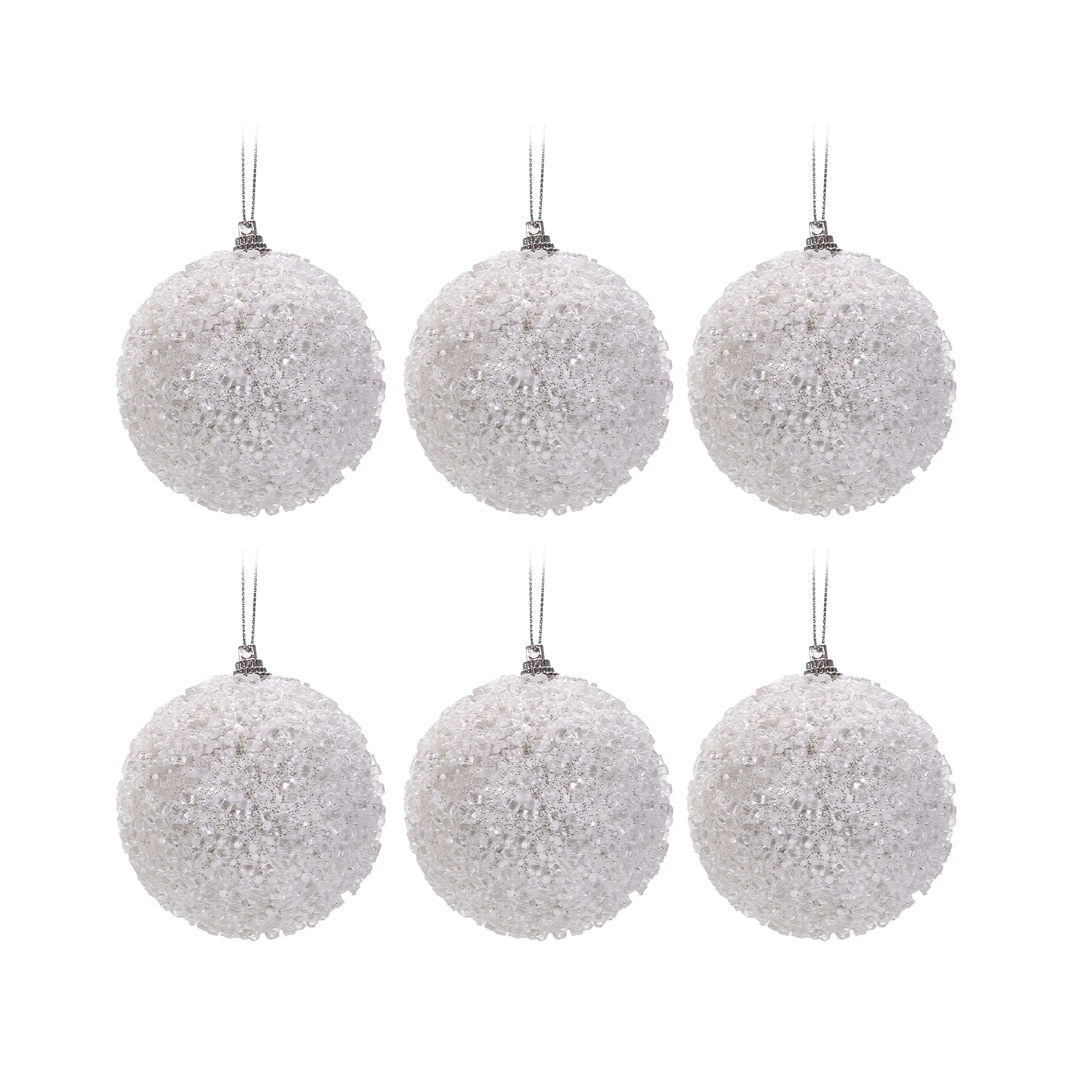VESTIAMO CASA GRAN NATALE - Palle di Natale Bianche diametro 8 cm - set 6 pezzi