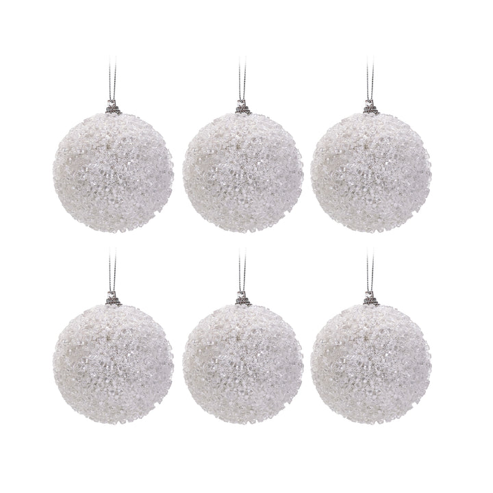 VESTIAMO CASA GRAN NATALE - Palle di Natale Bianche diametro 8 cm - set 6 pezzi