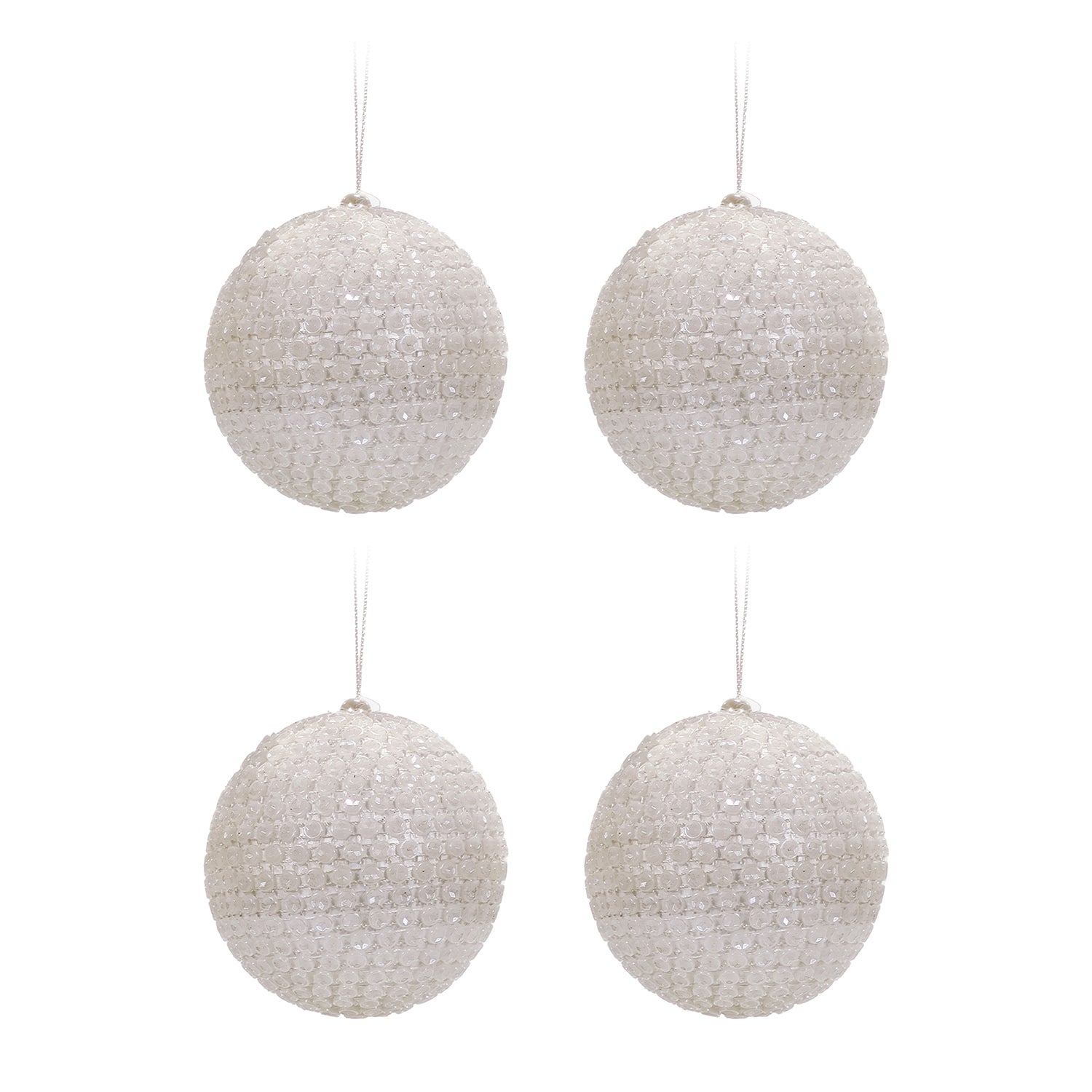 VESTIAMO CASA GRAN NATALE - Set 4 Palline di Natale Bianche diametro 10 cm