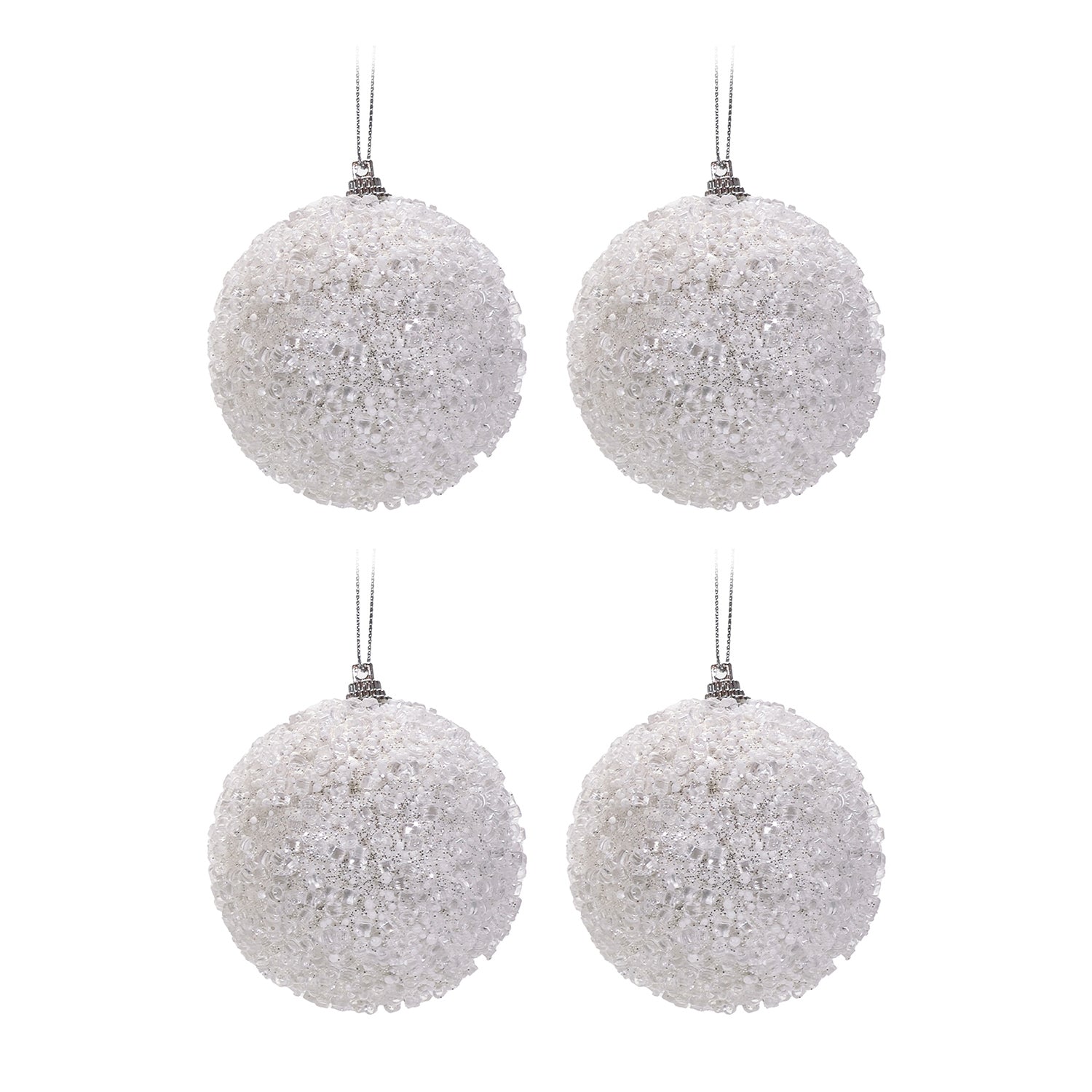 VESTIAMO CASA GRAN NATALE - Set 4 Palline di Natale Bianche diametro 10 cm
