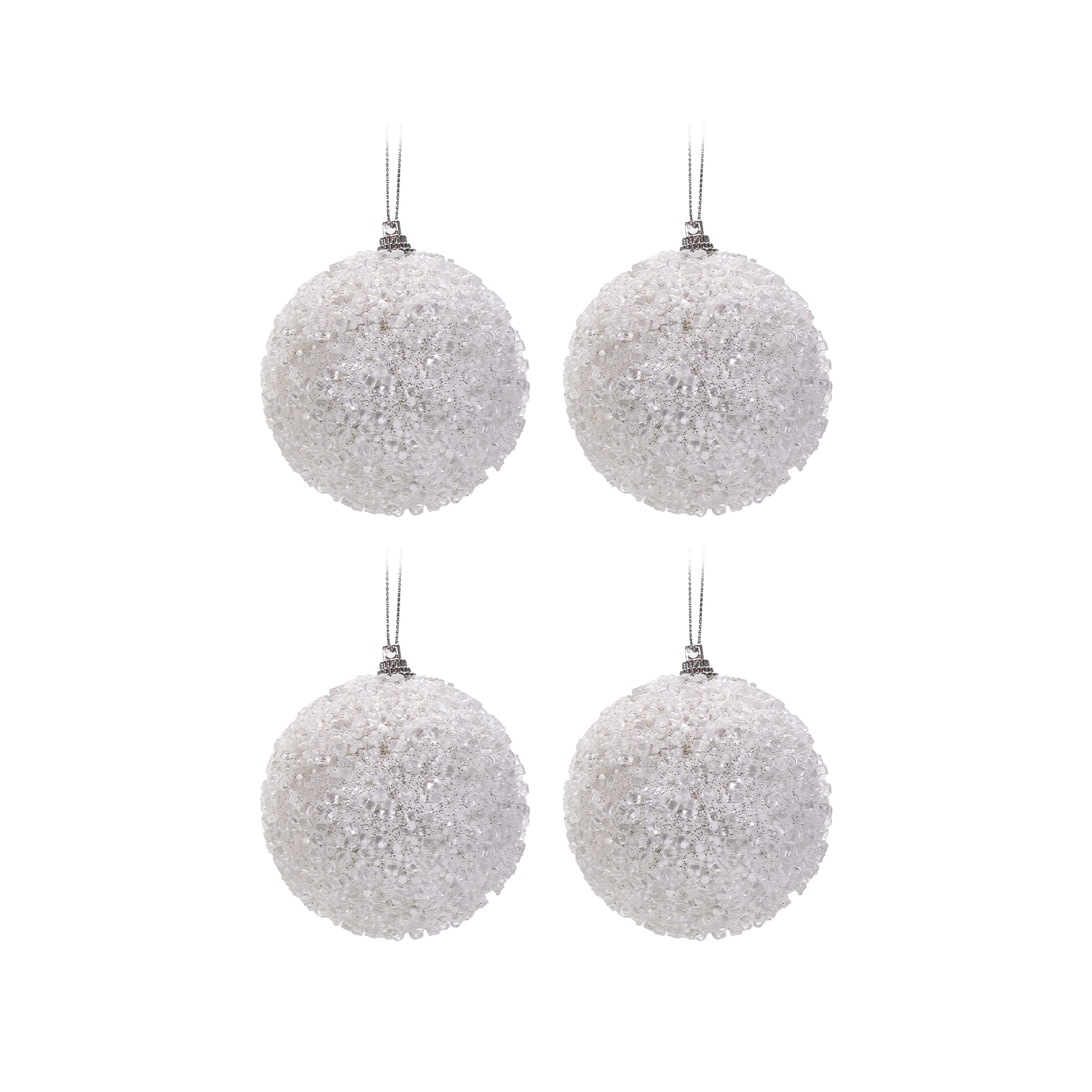 VESTIAMO CASA GRAN NATALE - Palle di Natale Bianche diametro 10 cm - set 4 pezzi