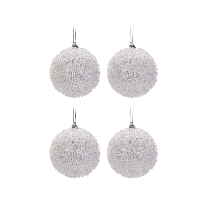 VESTIAMO CASA GRAN NATALE - Palle di Natale Bianche diametro 10 cm - set 4 pezzi