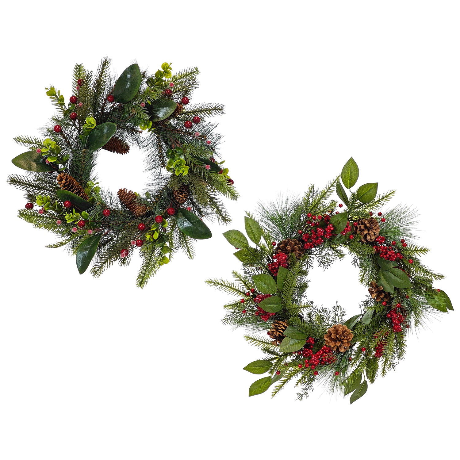 VESTIAMO CASA GRAN NATALE - Ghirlanda Natalizia Decorativa con Pigne e Bacche rosse diametro 45 cm