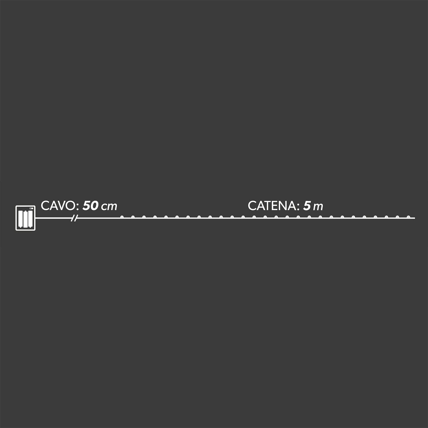 DICTROLUX - Catena Luminosa 50 MicroLED Bianco Caldo a Batteria 5 metri