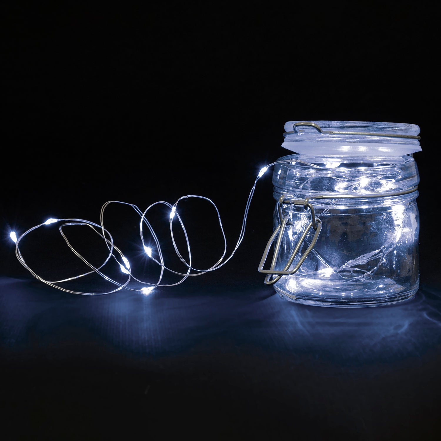 DICTROLUX - Catena Luminosa 100 MicroLED Bianco Freddo a Batteria con Telecomando 10 metri