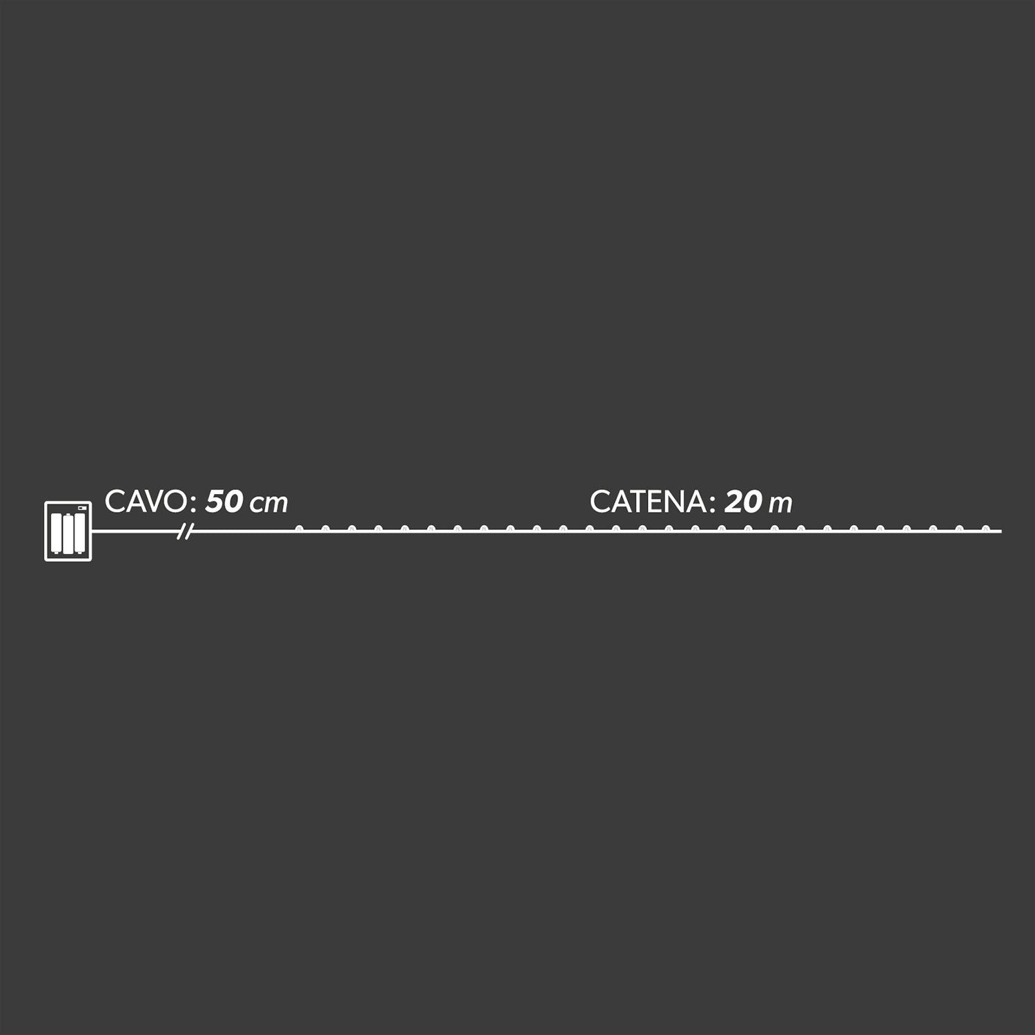 DICTROLUX - Catena Luminosa 200 MicroLED Bianco Caldo a Batteria con Telecomando 20 metri