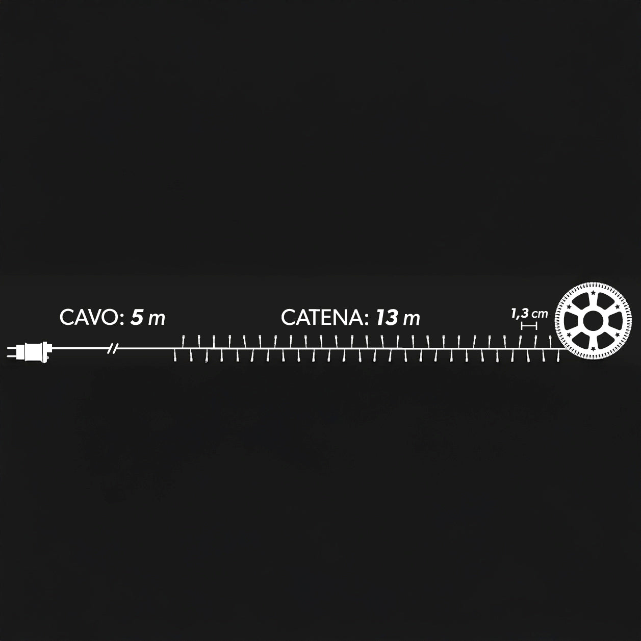 DICTROLUX - Catena Luminosa 1000 MicroLED Bianco Freddo Garland 13 metri