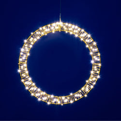 DICTROLUX - Anello Luminoso 140 Microled Bianco Caldo diametro 40 cm - Decorazione natalizia luminosa
