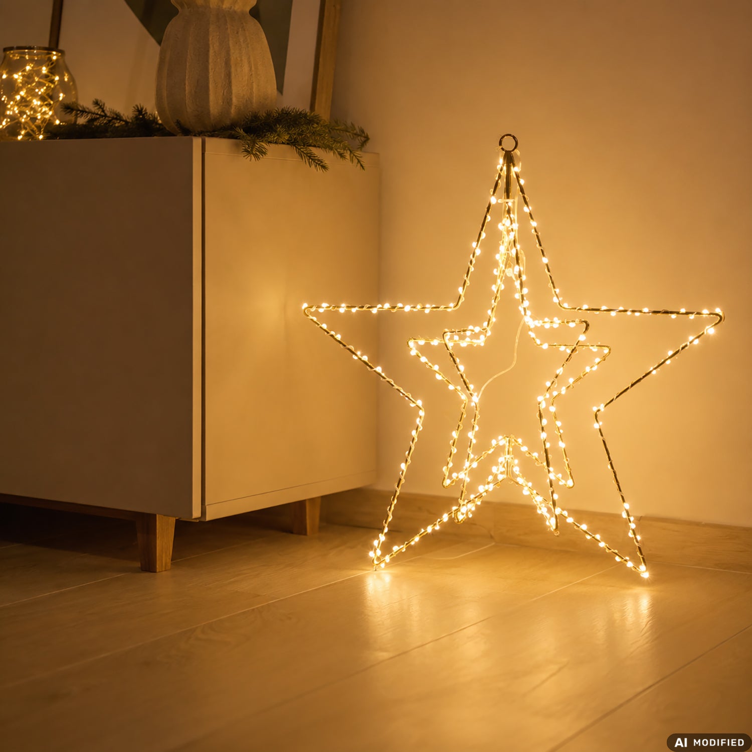 DICTROLUX - Stella Luminosa Natalizia 3D 485 MicroLED Bianco Caldo 45 cm