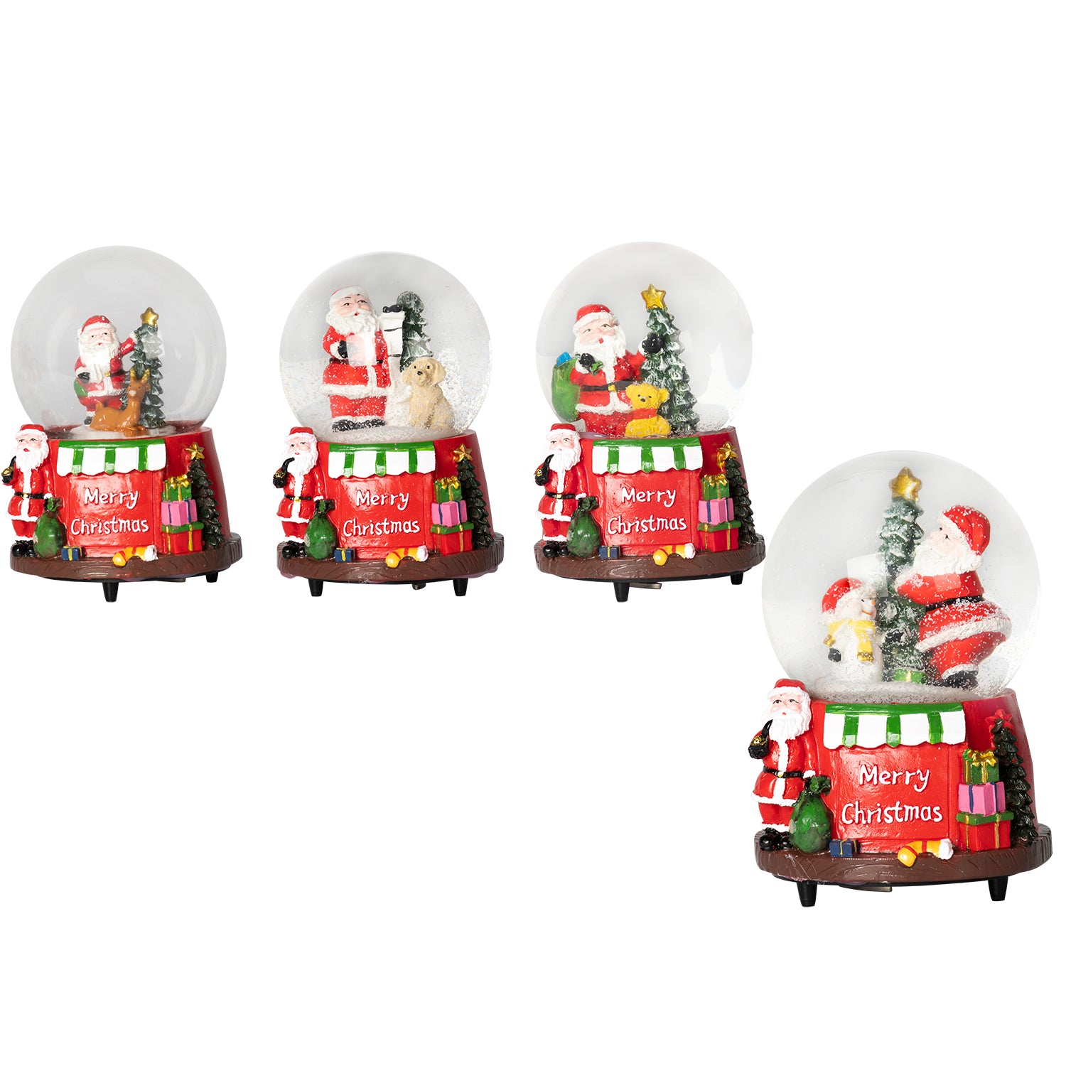 VESTIAMO CASA GRAN NATALE - Carillon Sfera Natalizia in Vetro con Effetto Neve Musicale a Carica Meccanica h16 cm
