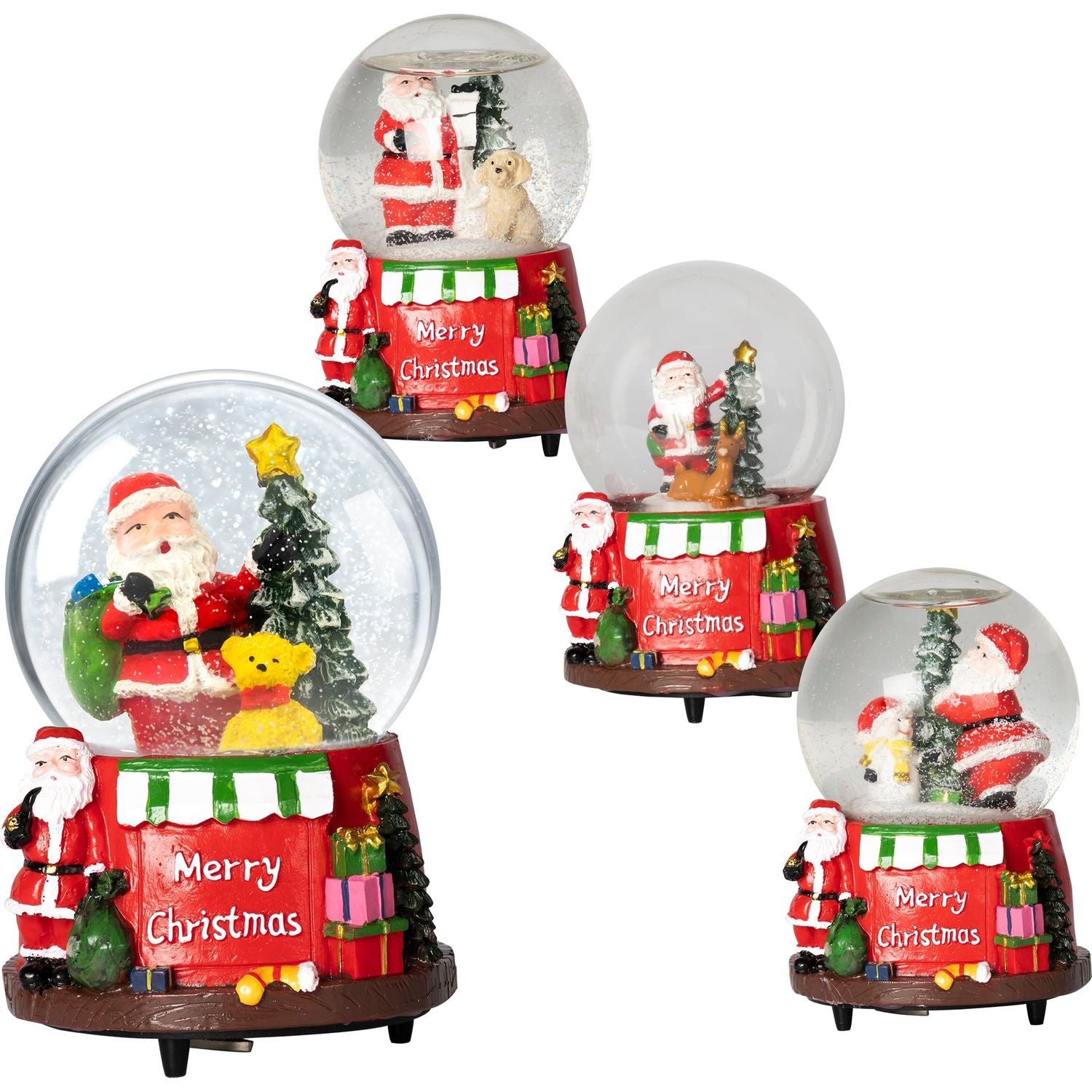 VESTIAMO CASA GRAN NATALE - Carillon di Babbo Natale con effetto neve - h16 cm diametro 10 cm