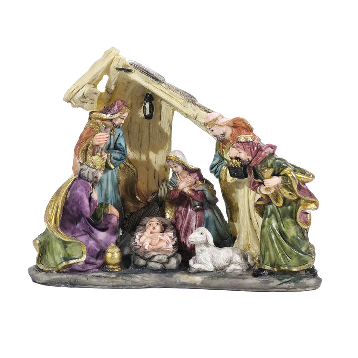 VESTIAMO CASA GRAN NATALE - Capanna Natività con Statuette h16 cm