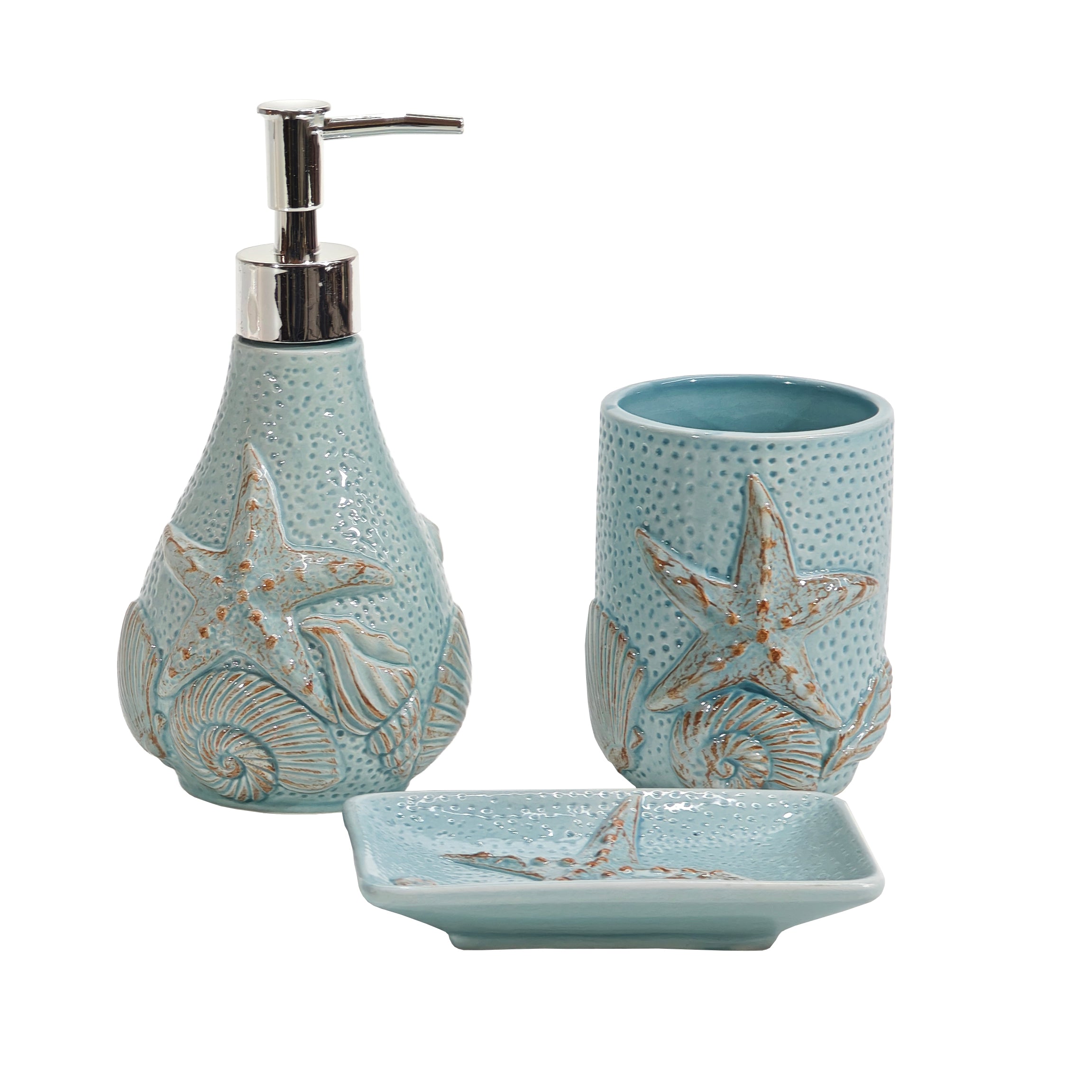 VESTIAMO CASA - Set Bagno 3 pezzi in ceramica Design Stelle Marine