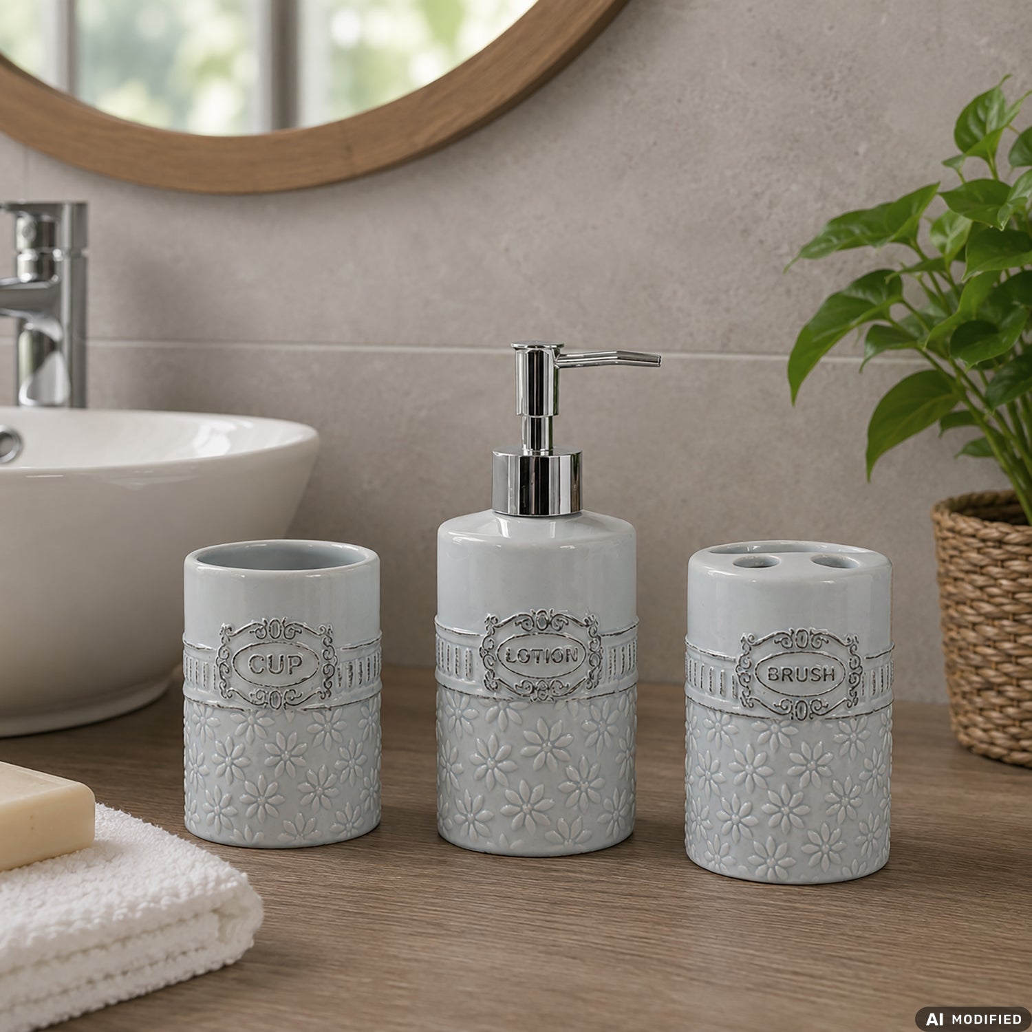 VESTIAMO CASA - Set Bagno 3 Pezzi in Ceramica